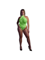 Ouch! Body with halter neck neon green - QueenSize