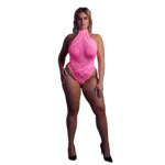 Ouch! Body with halter neck neon pink - QueenSize