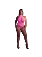 Ouch! Body with halter neck neon pink - QueenSize
