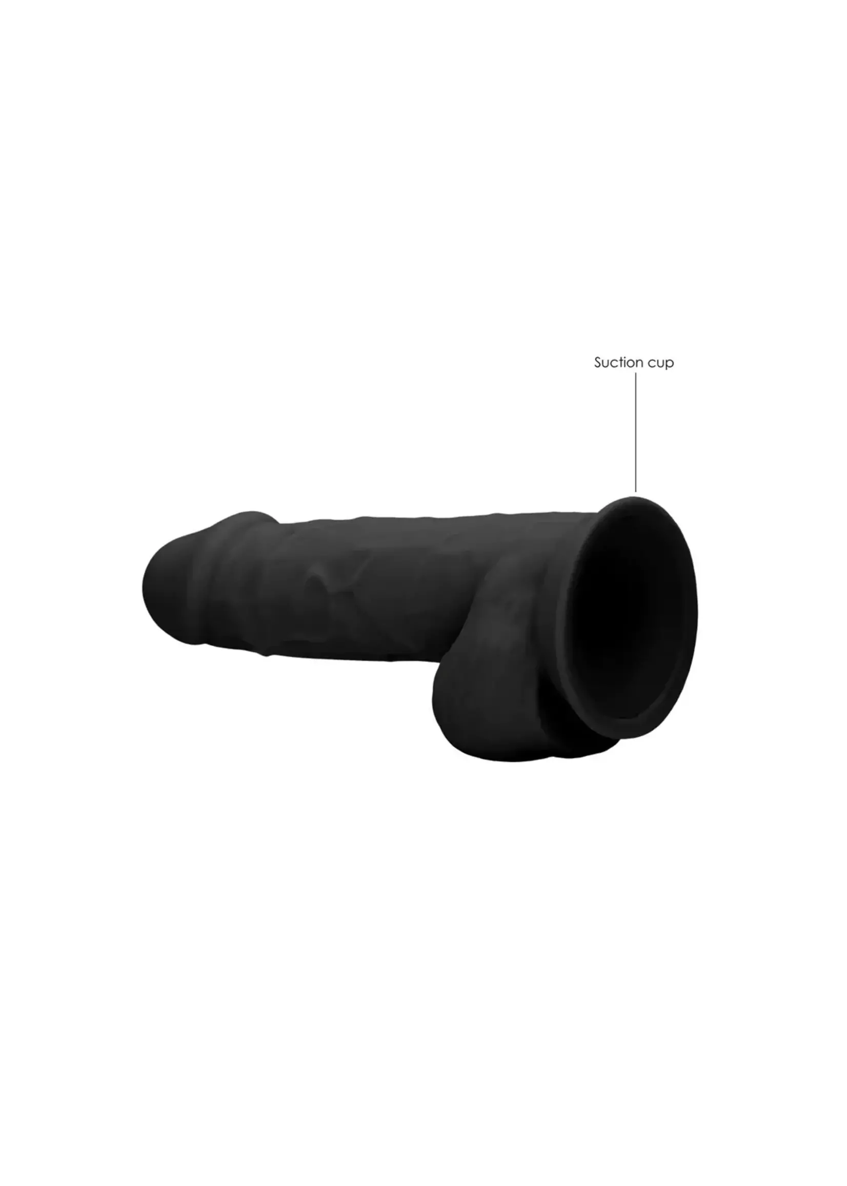Realrock by Shots Silicone dildo with balls - 21,6cm black
