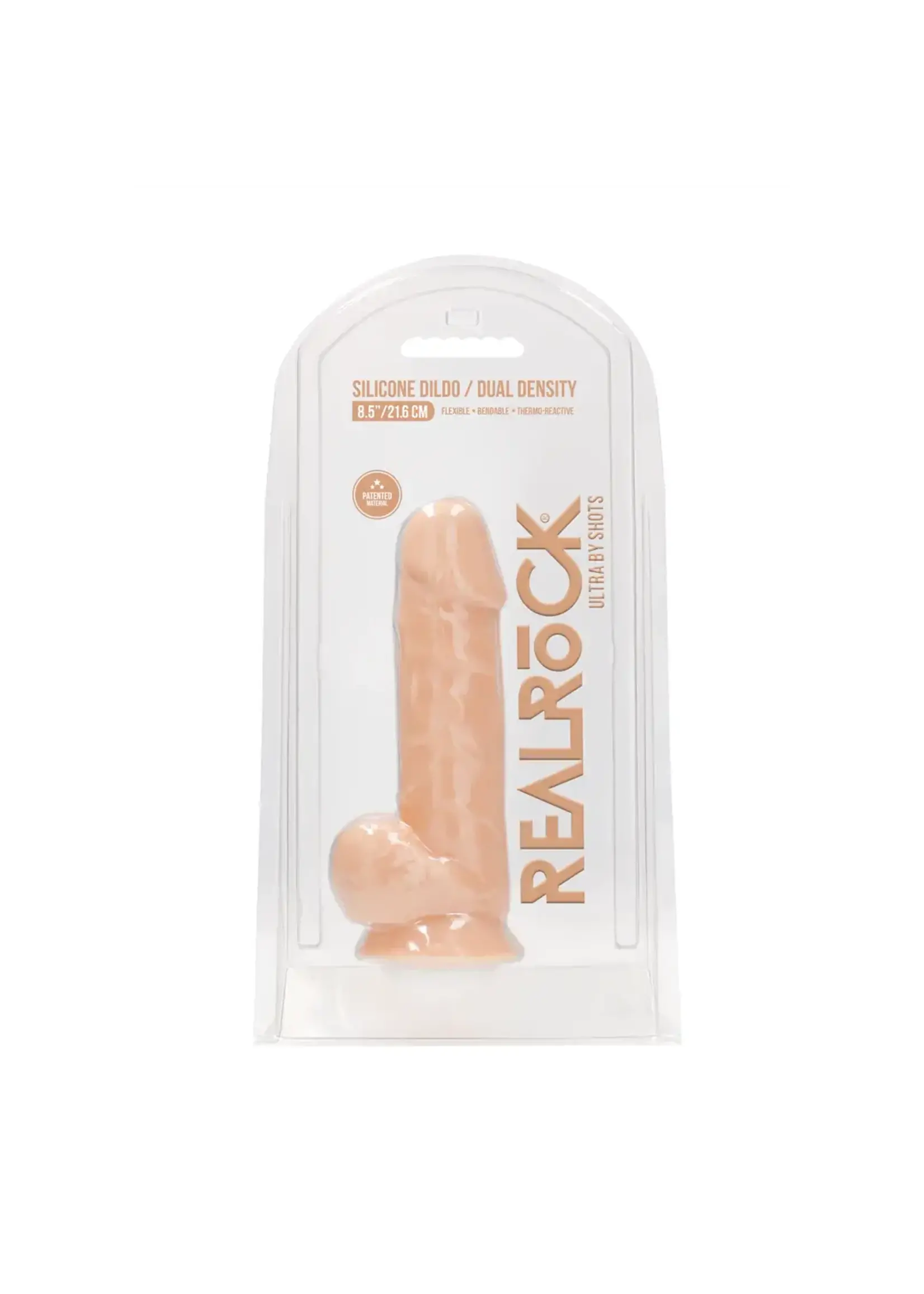 Realrock by Shots Silicone dildo with balls  21,6cm white