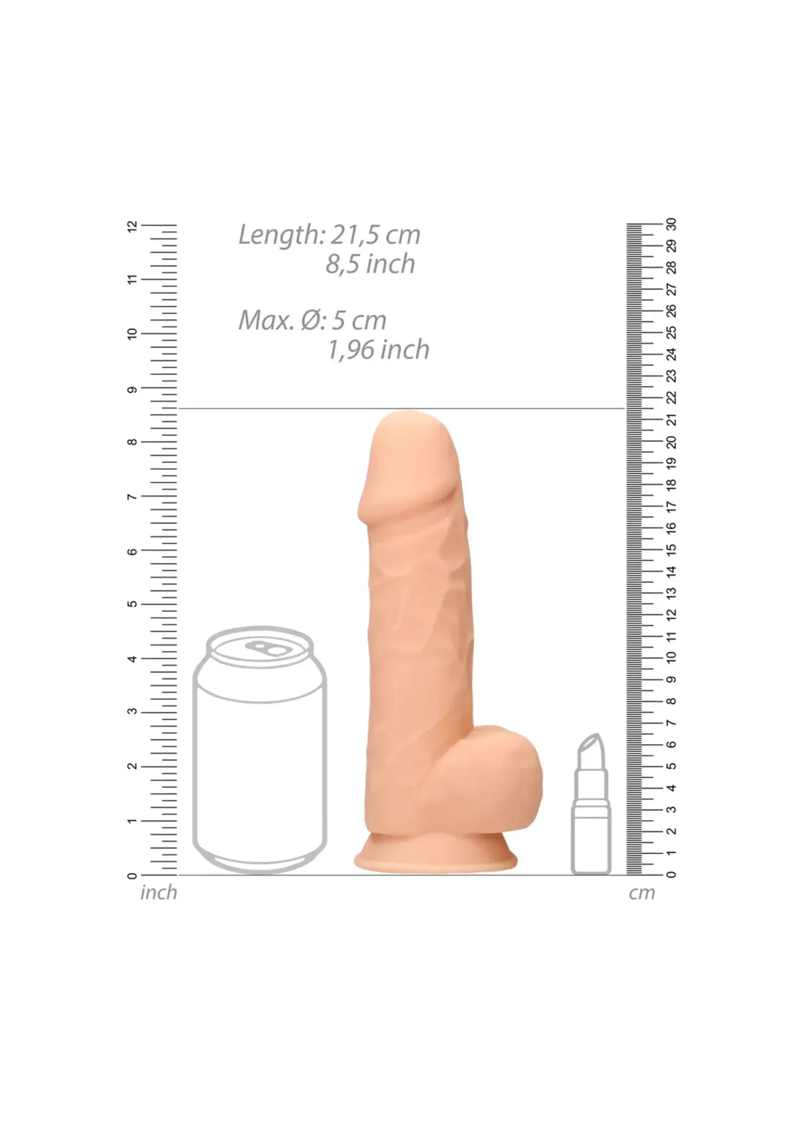 Realrock by Shots Silicone dildo with balls  21,6cm white