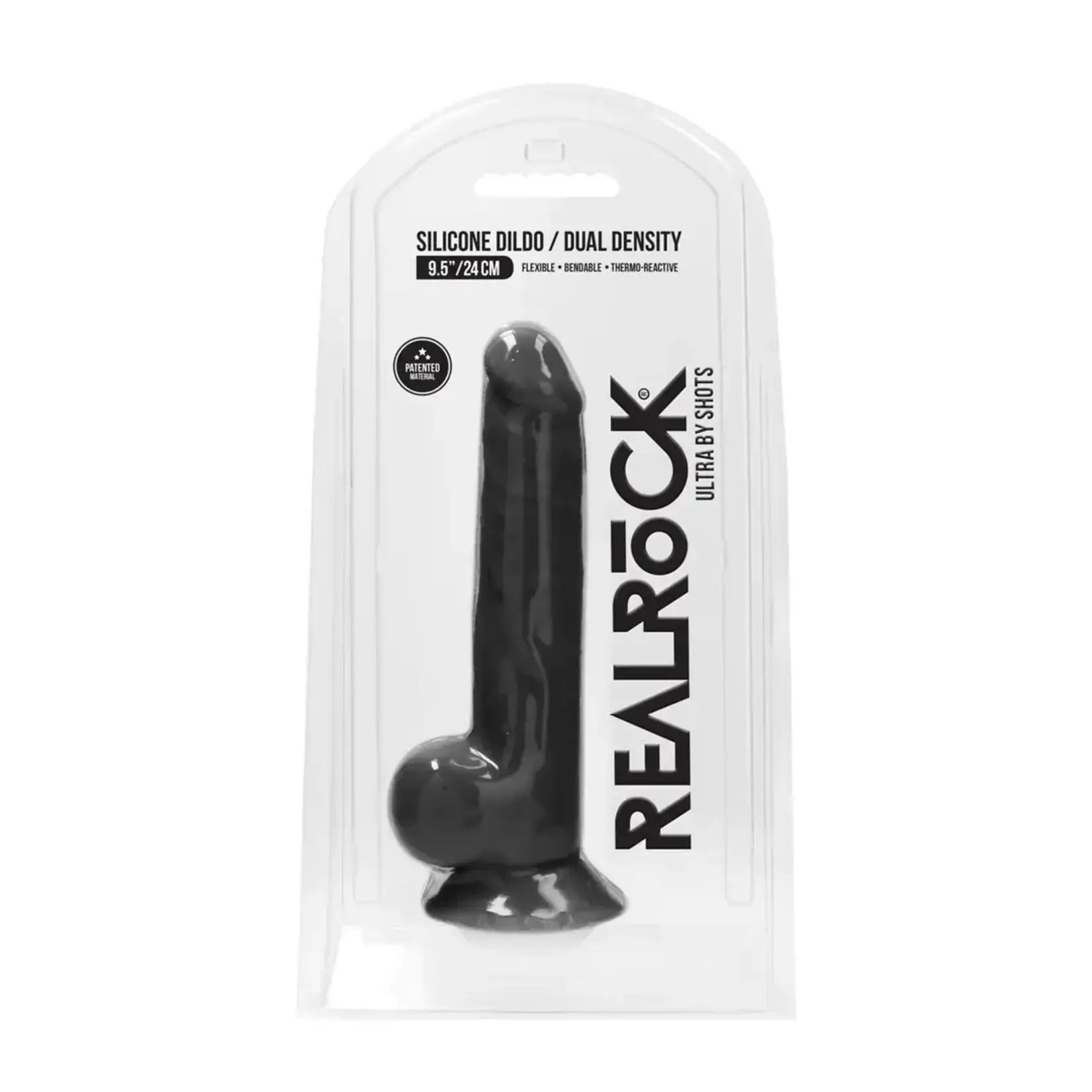 Realrock by Shots Silicone dildo with balls - 24cm black