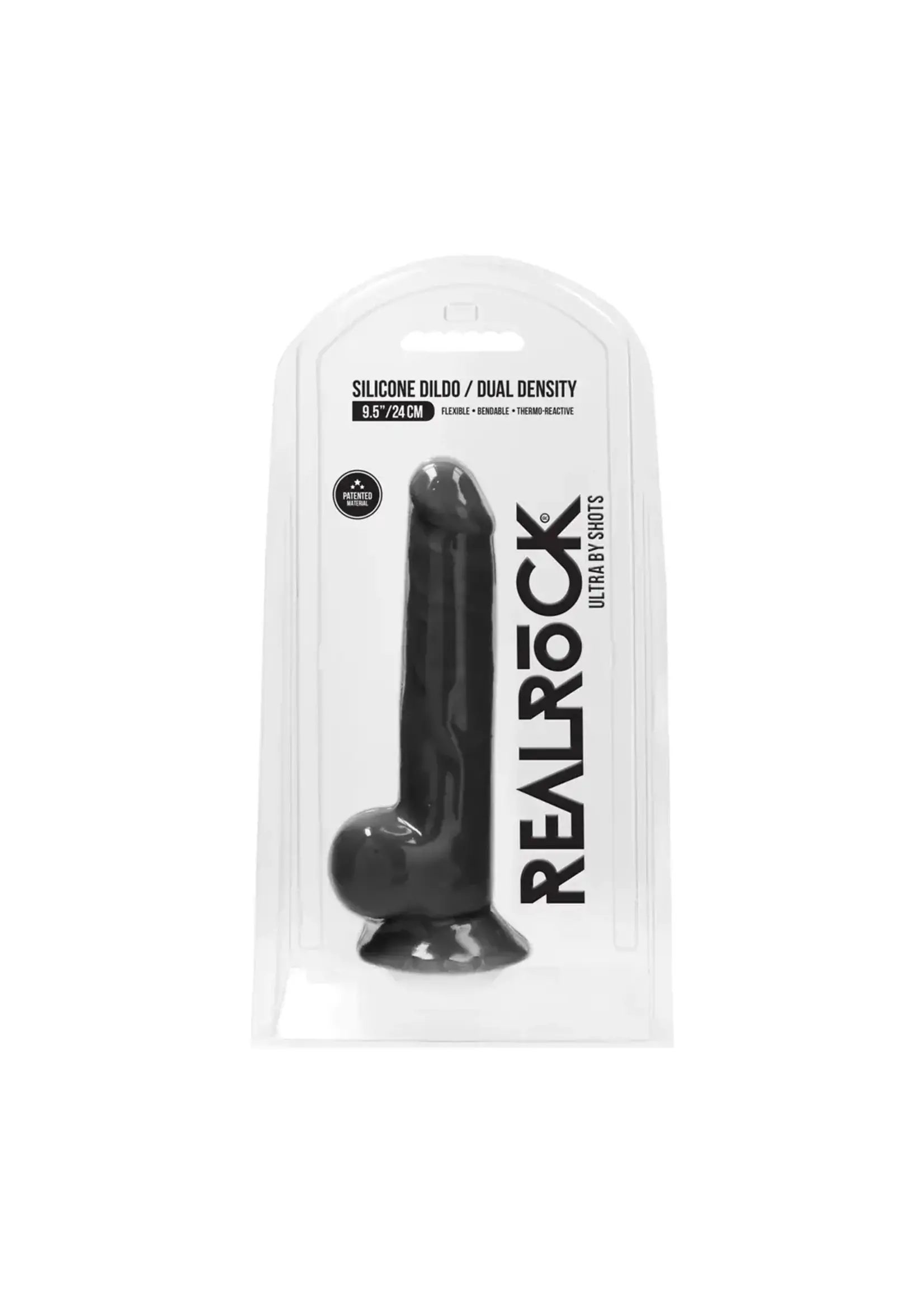 Realrock by Shots Silicone dildo with balls - 24cm black