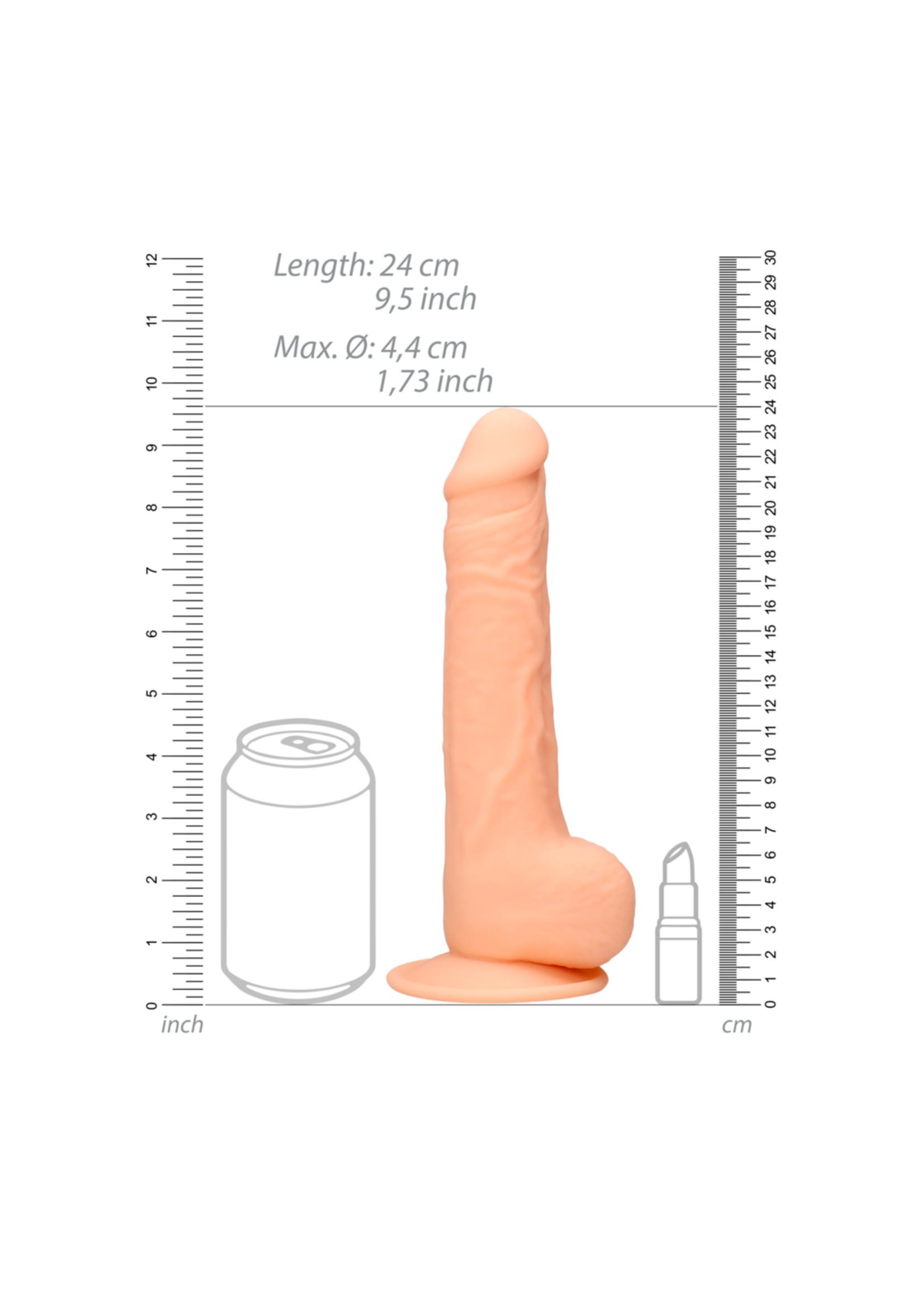 Realrock by Shots Silicone dildo with balls - 24cm white