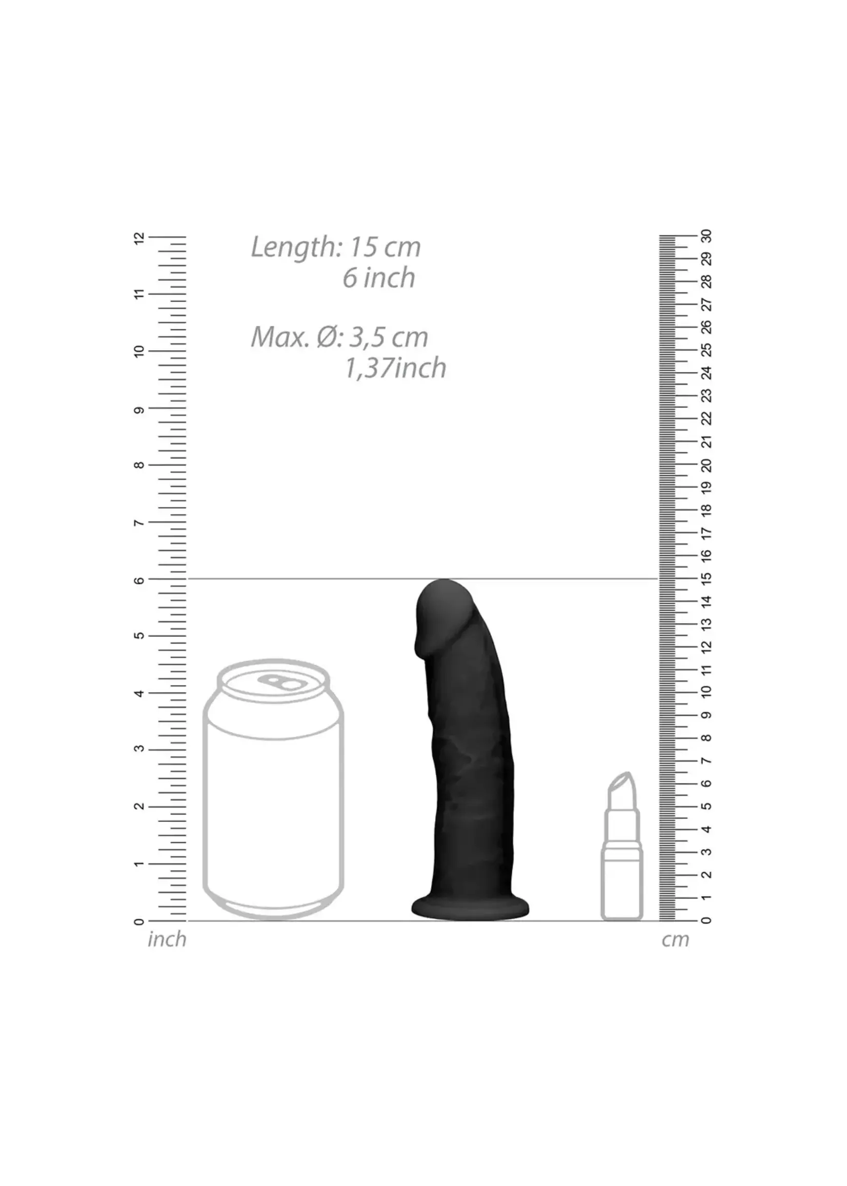 Realrock by Shots Silicone dildo - 15 cm black