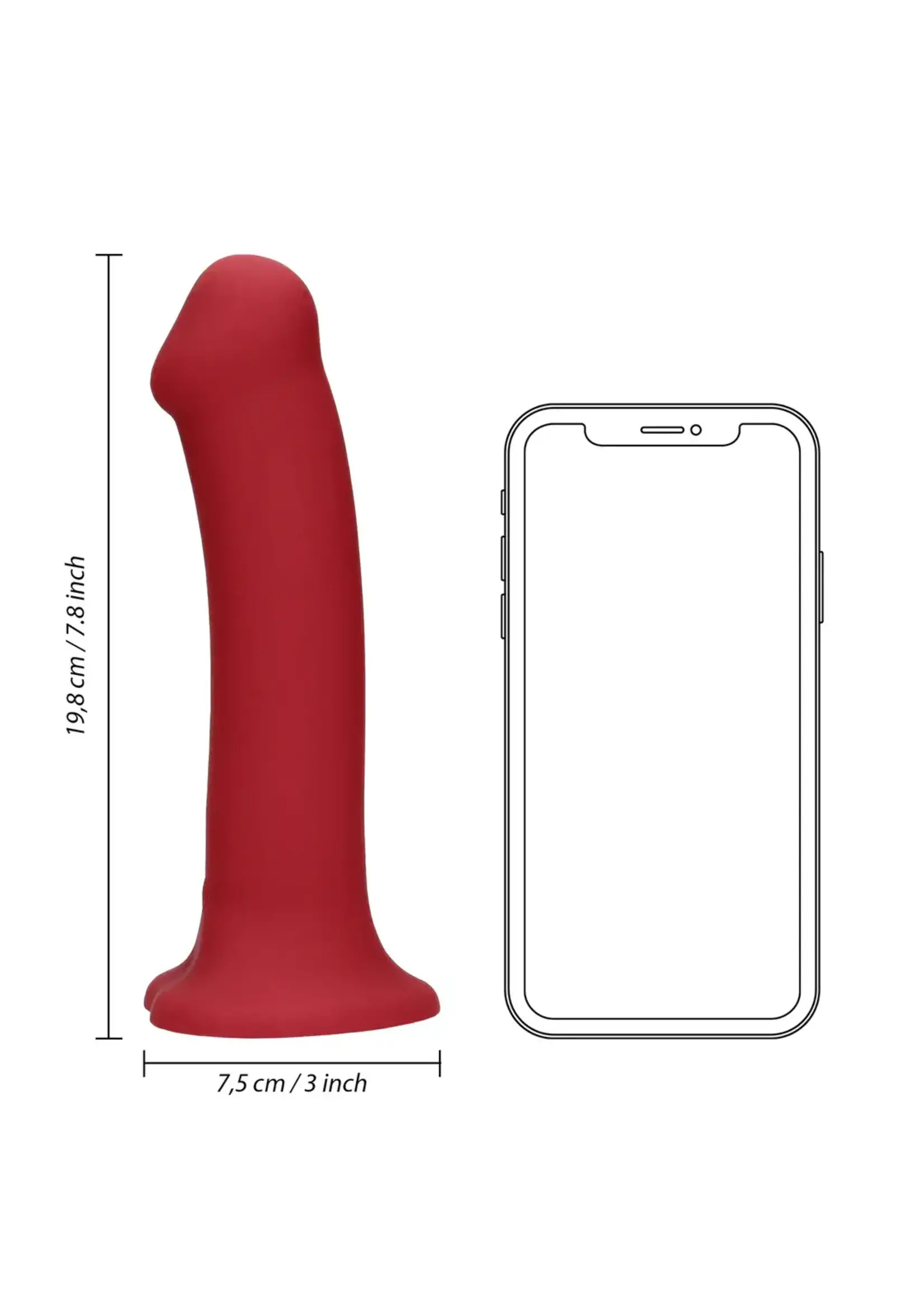 Loveline by Shots Non-phallic vibrating dildo large - raspberry red