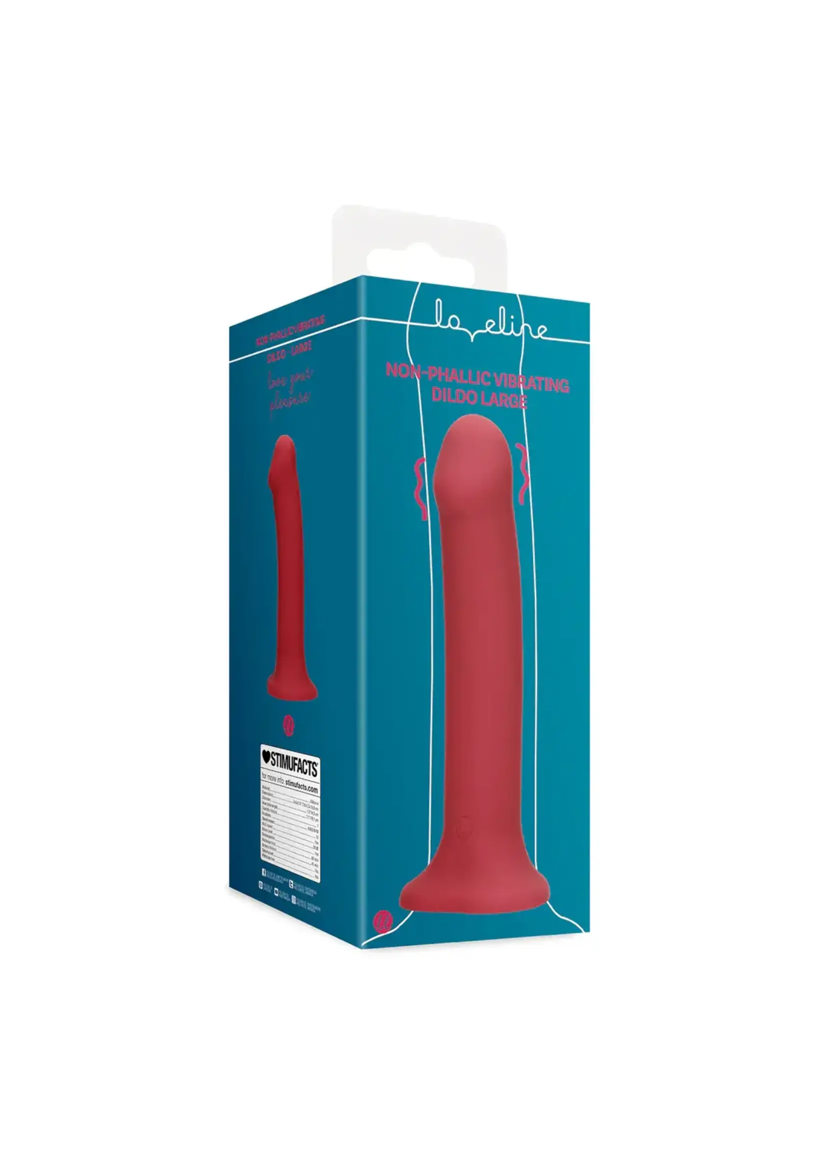 Loveline by Shots Non-phallic vibrating dildo large - raspberry red