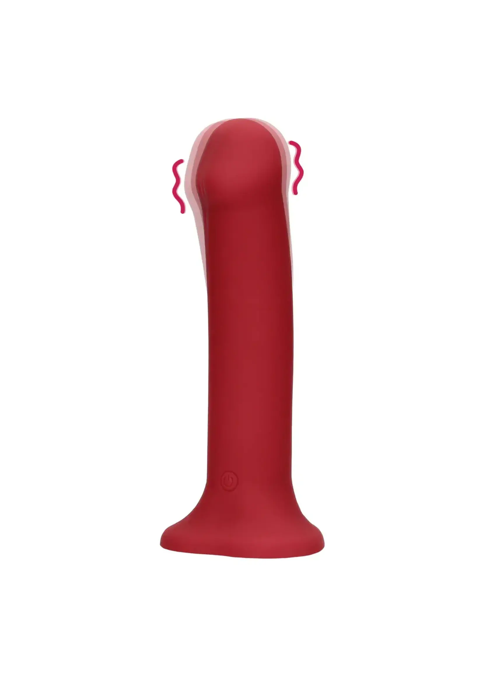 Loveline by Shots Non-phallic vibrating dildo large - raspberry red