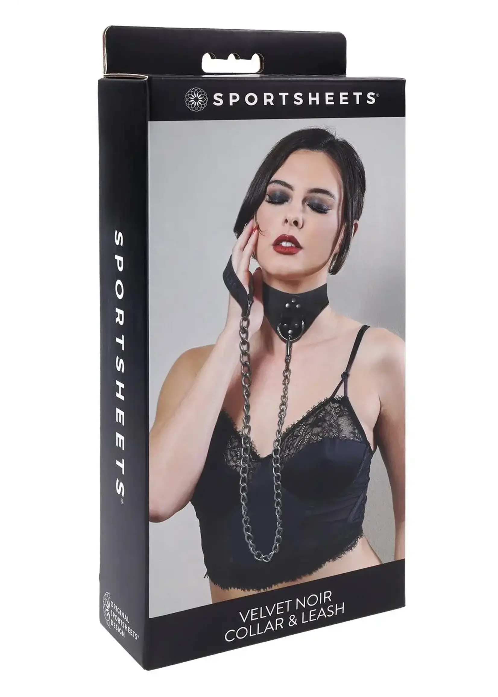 Sportsheets Velvet Noir collar & leash