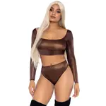 Leg Avenue Metallic top and high waist brief - Brons