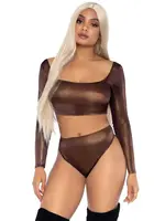 Leg Avenue Metallic top and high waist brief - Brons