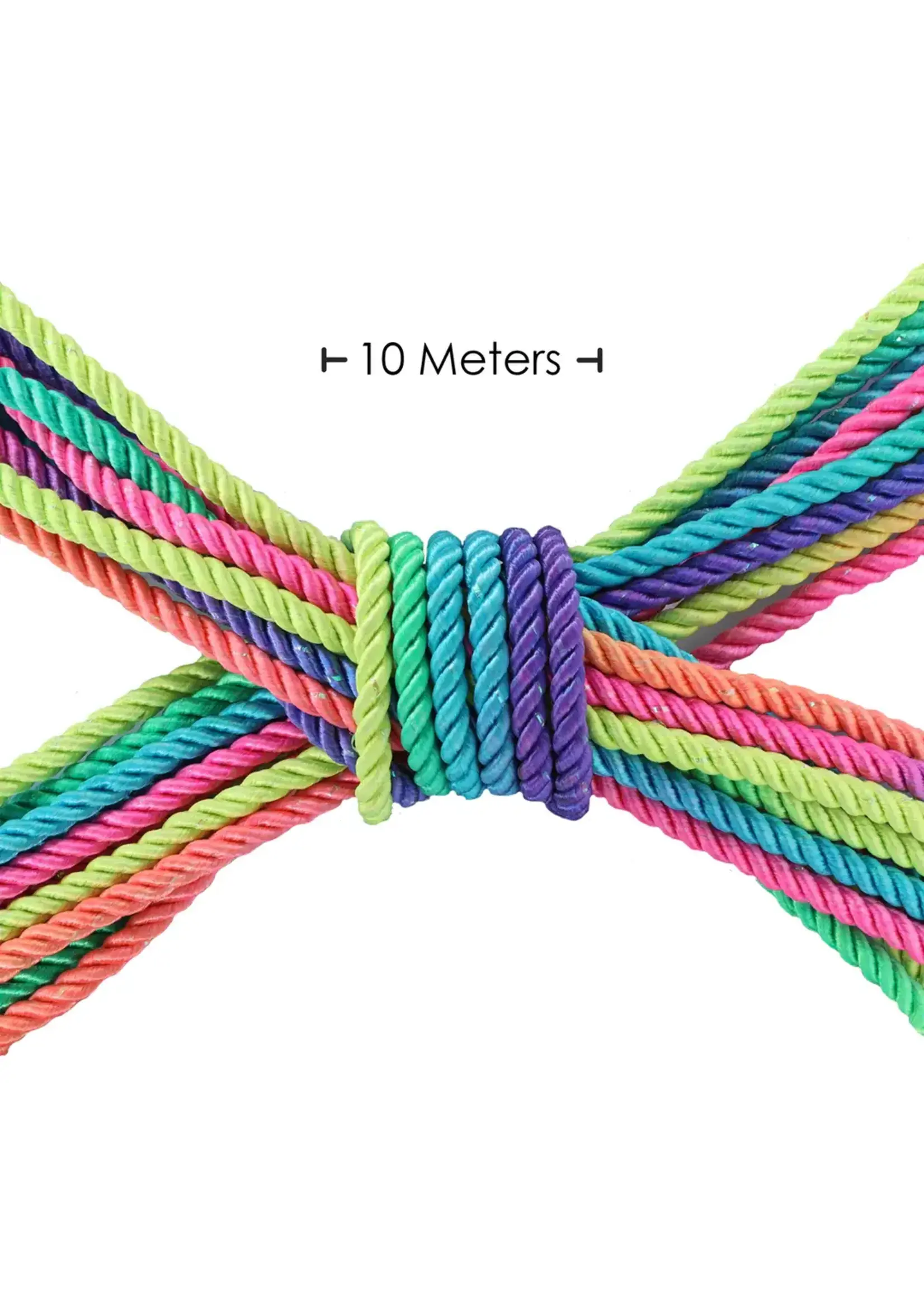 Ouch! Polyester bondage rope 10 m - Multicolor Bright