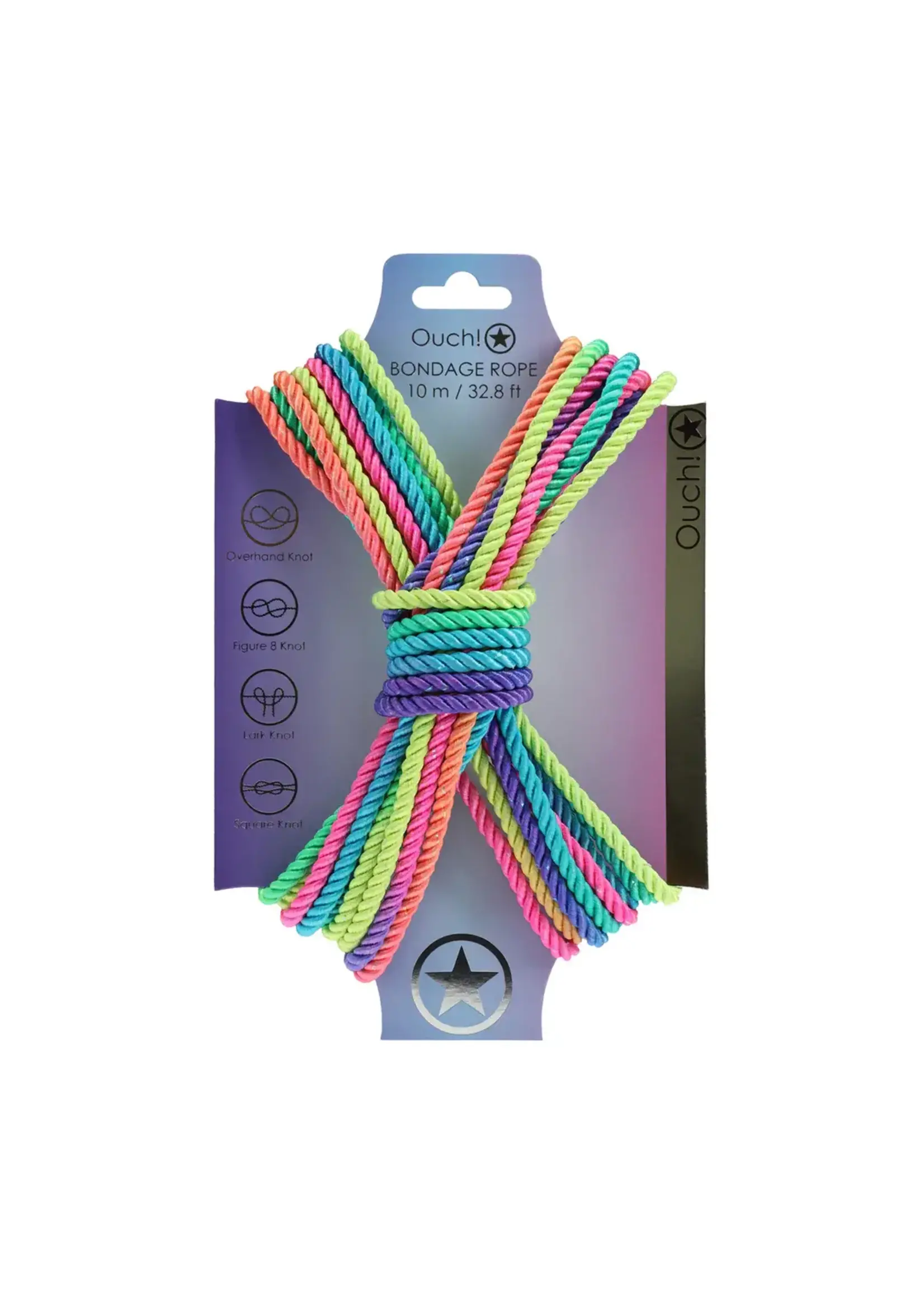 Ouch! Polyester bondage rope 10 m - Multicolor Bright