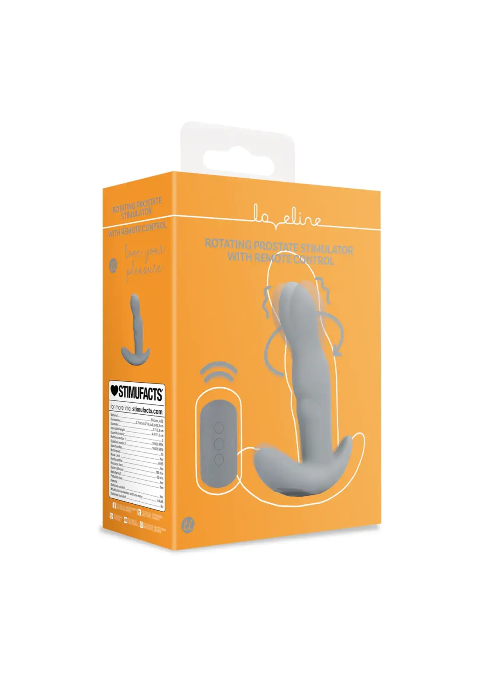 Loveline by Shots Rotating prostate stimulator with remote control Gotham Grey
