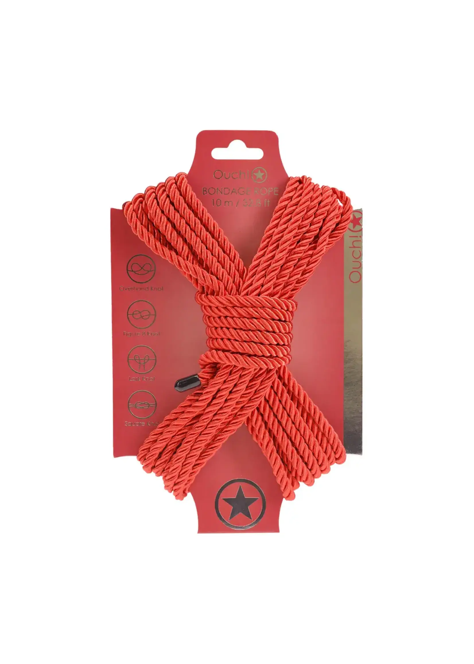Ouch! Polyester bondage rope 10 m - Red