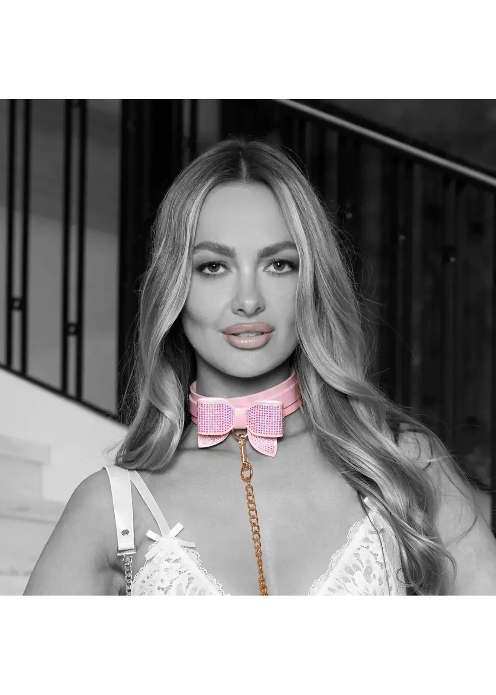 Ouch! Collar & leash Paris pink