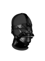 Ouch! Head harness with zip-up mouth and lock - Black