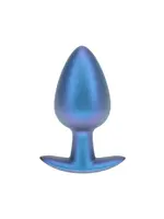 Ouch! Smooth silicone anal plug 3.5" / 8,9 cm - Metallic Blue - L