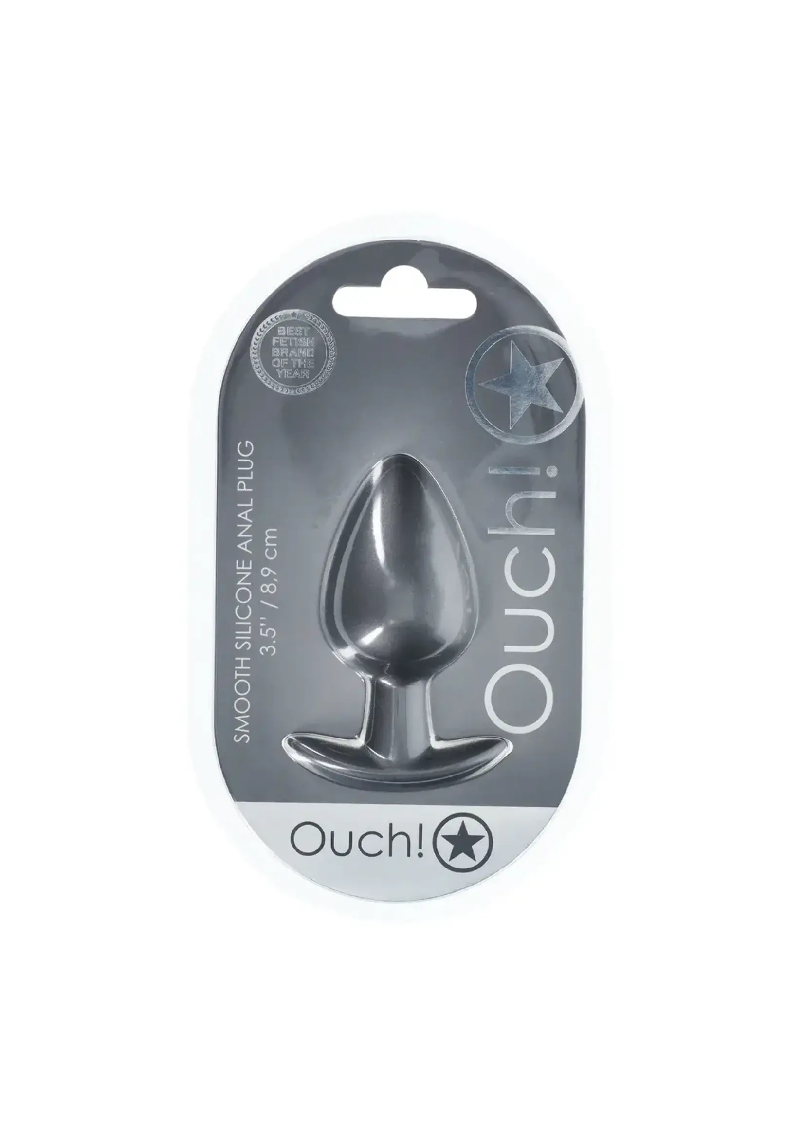 Ouch! Smooth silicone anal plug 3.5" / 8,9 cm - Gunmetal - L
