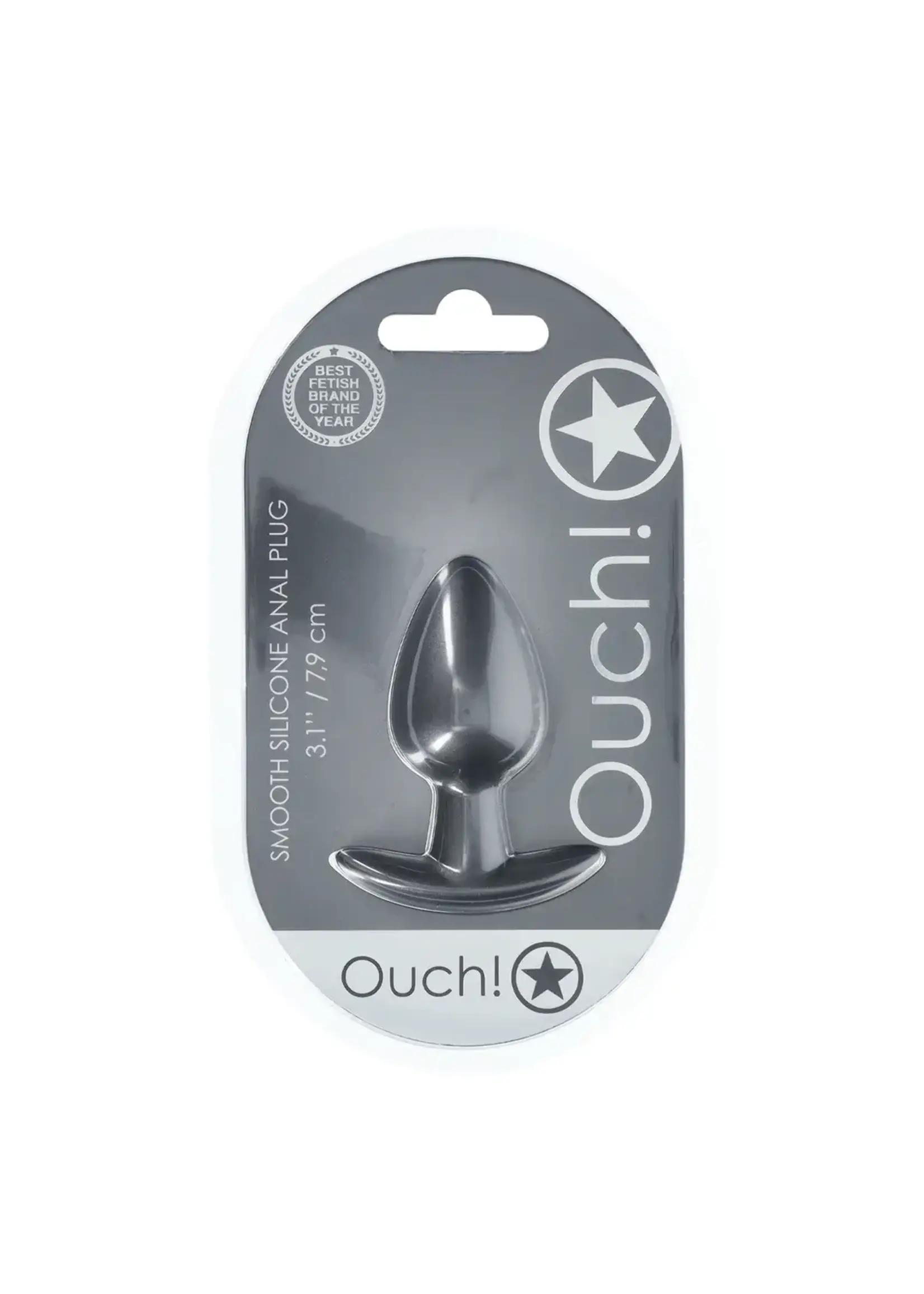 Ouch! Smooth silicone anal plug 3.1" / 7,9 cm - Gunmetal - M