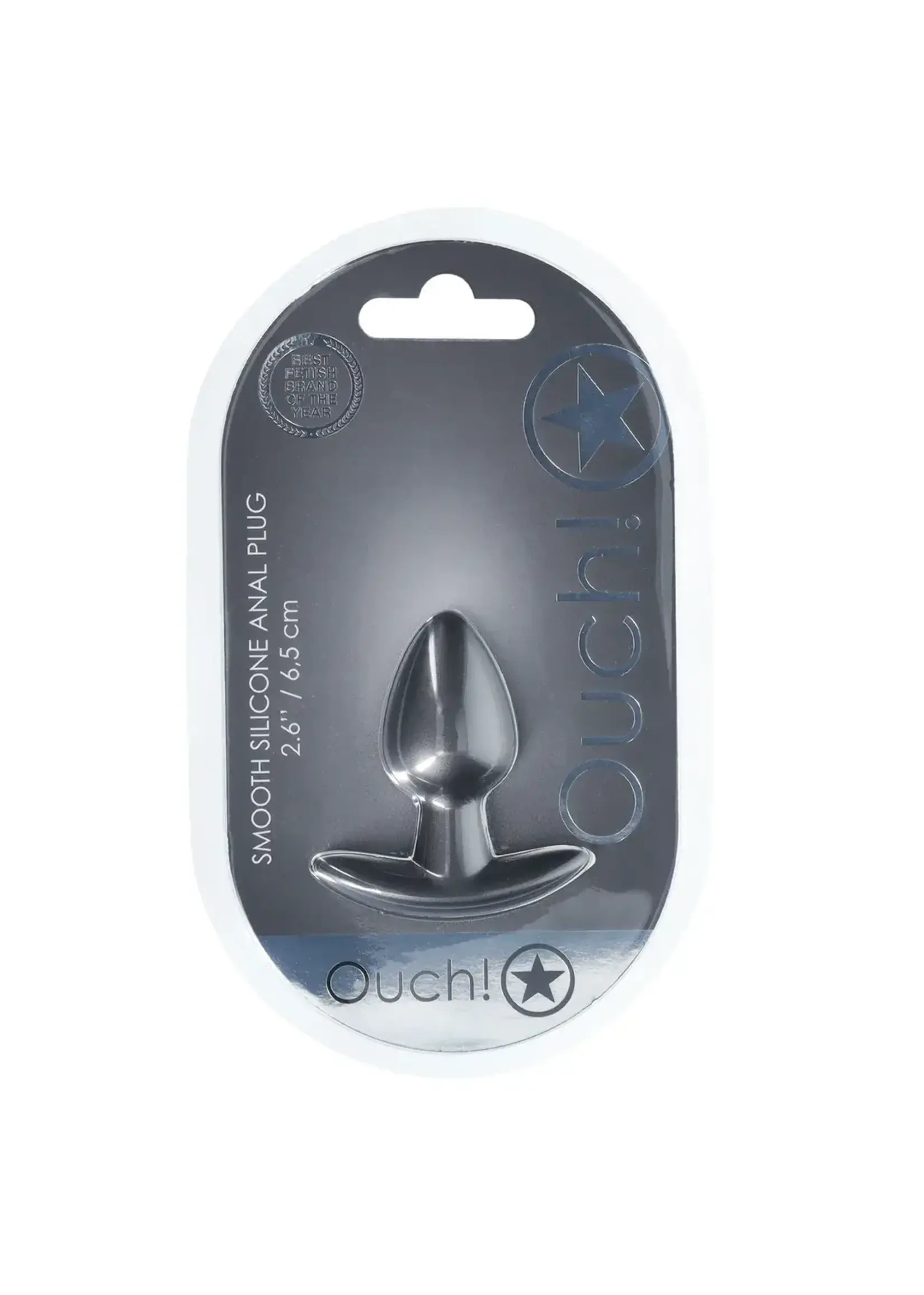 Ouch! Smooth silicone anal plug 2.6" / 6,5 cm - Gunmetal - S