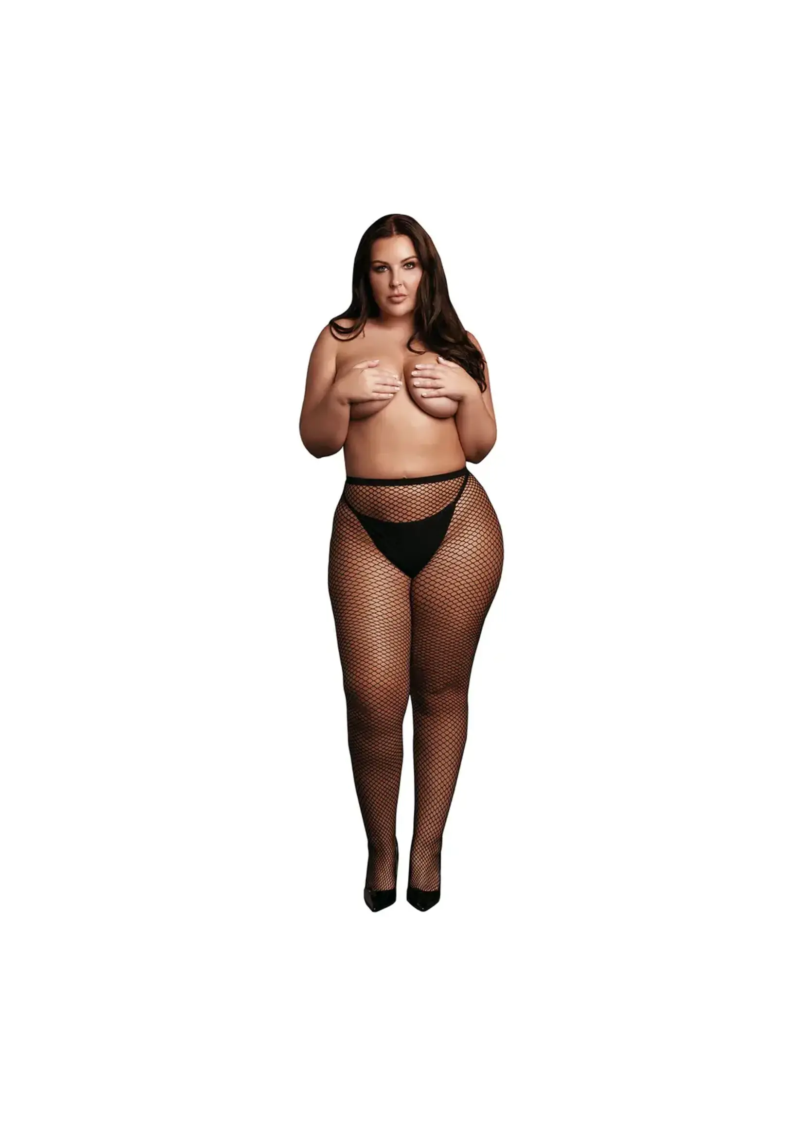Le Désir Panty with small fishnet structure - Black - QueenSize