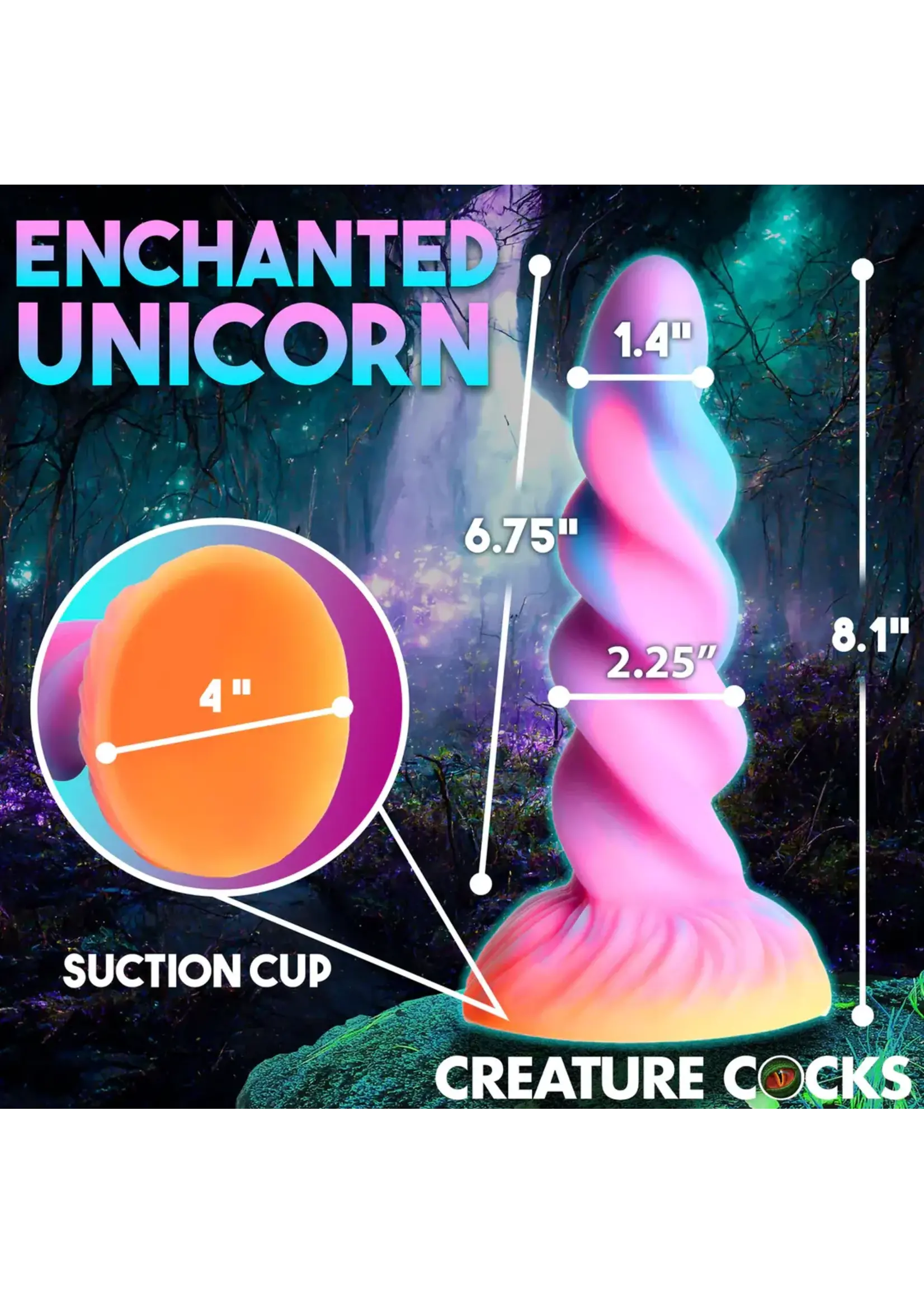 XR Brands Moon rider unicorn dildo - glow in the dark