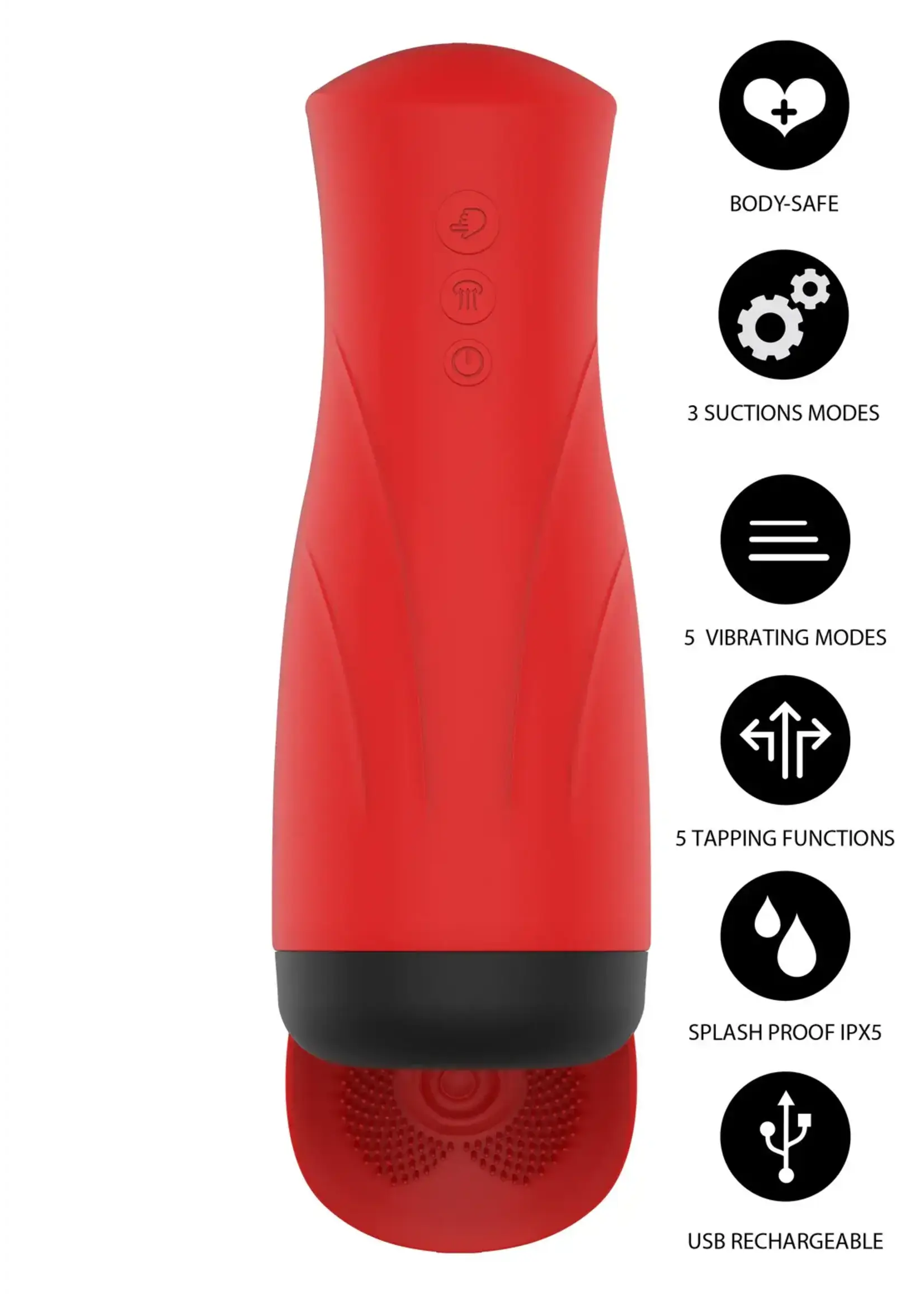 Super suction nutbuster triple masturbator - red