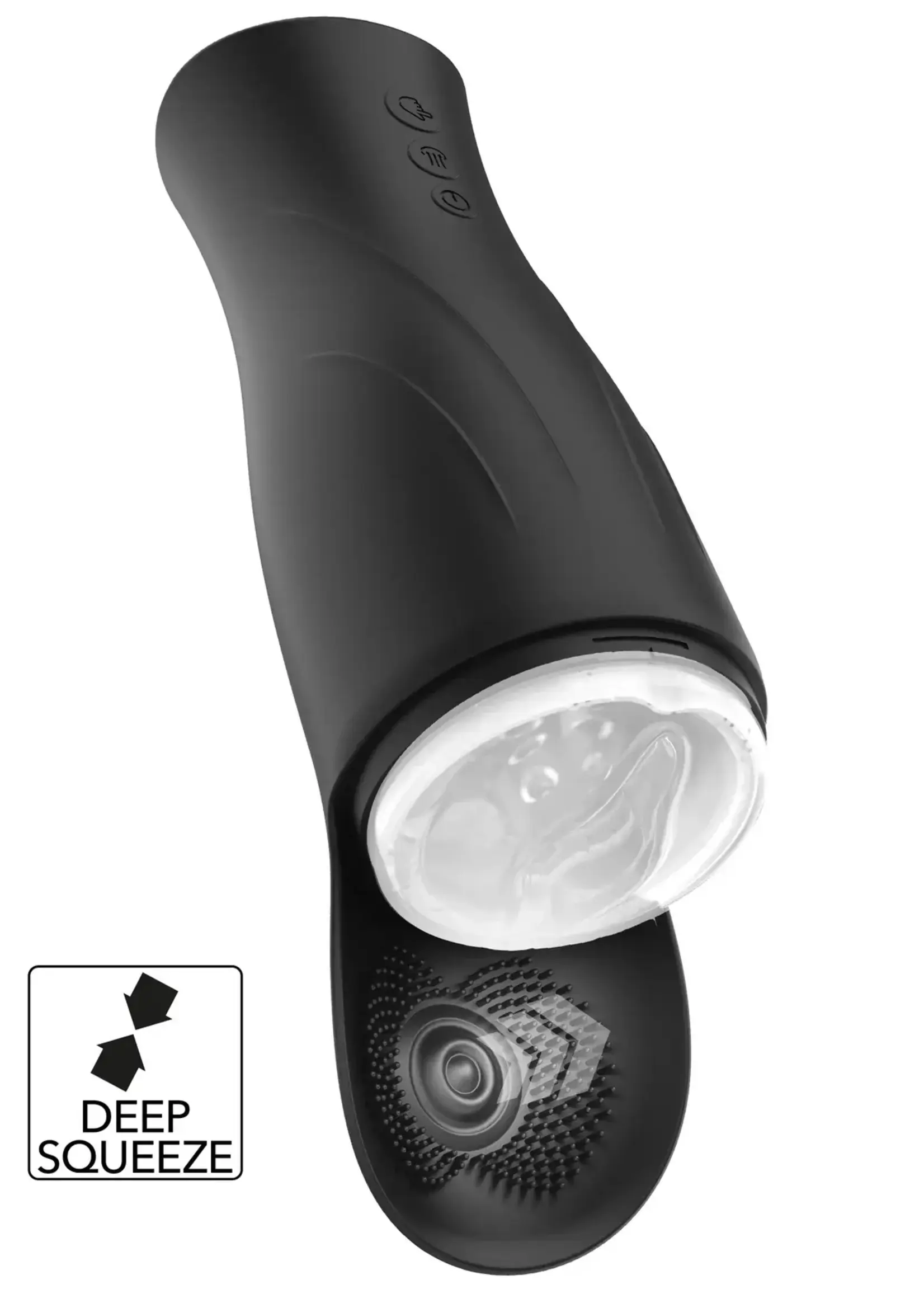 Deep squeeze nutbuster triple masturbator - black