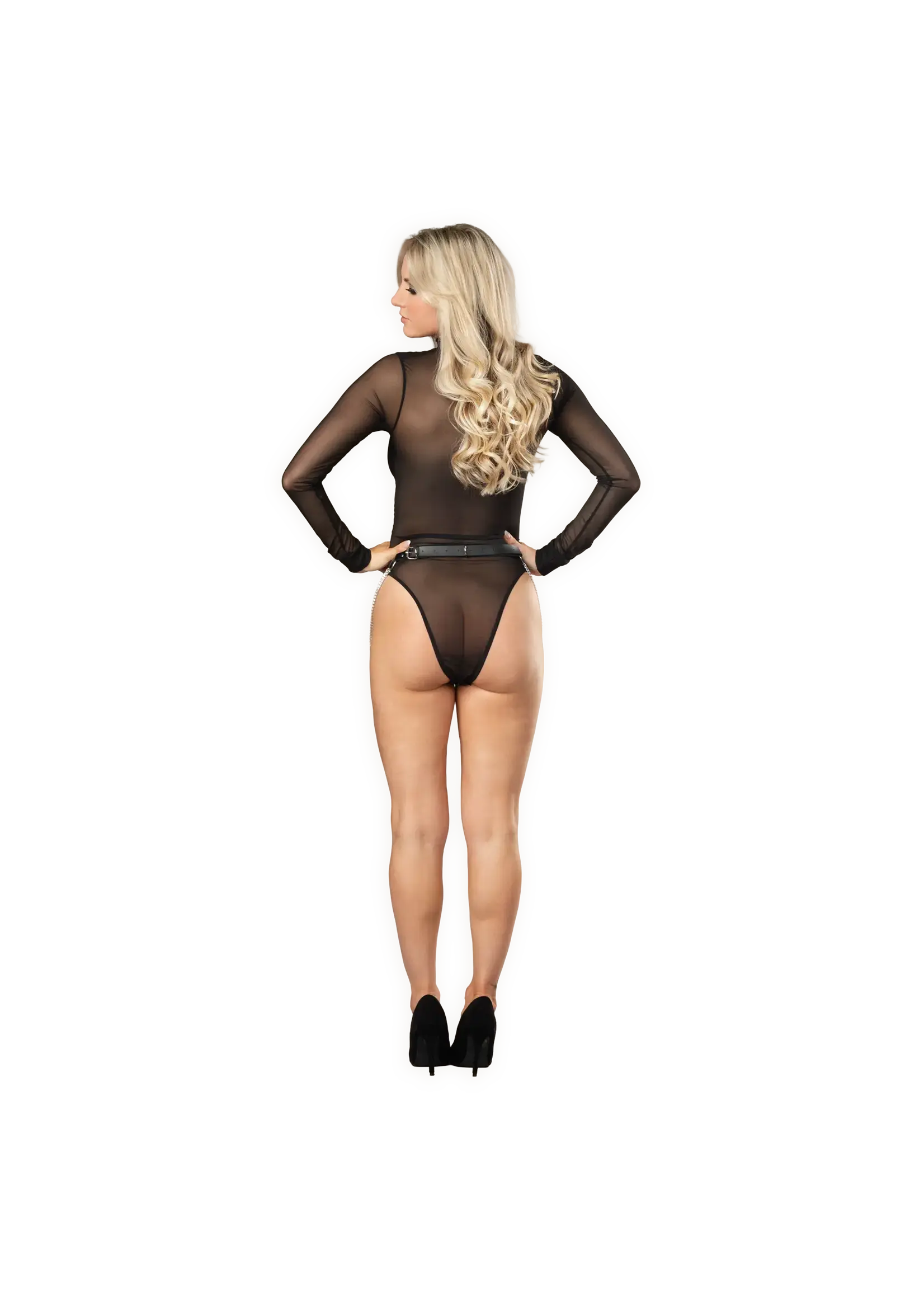 Rimba Jarretelgordel met kettingen - OneSize - zwart/zilver