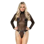 Rimba Jarretelgordel met kettingen - OneSize - zwart/zilver