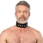 Rimba Lederen halsboei met dubbele d-ring - zwart