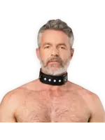 Rimba Lederen halsboei met dubbele d-ring - zwart