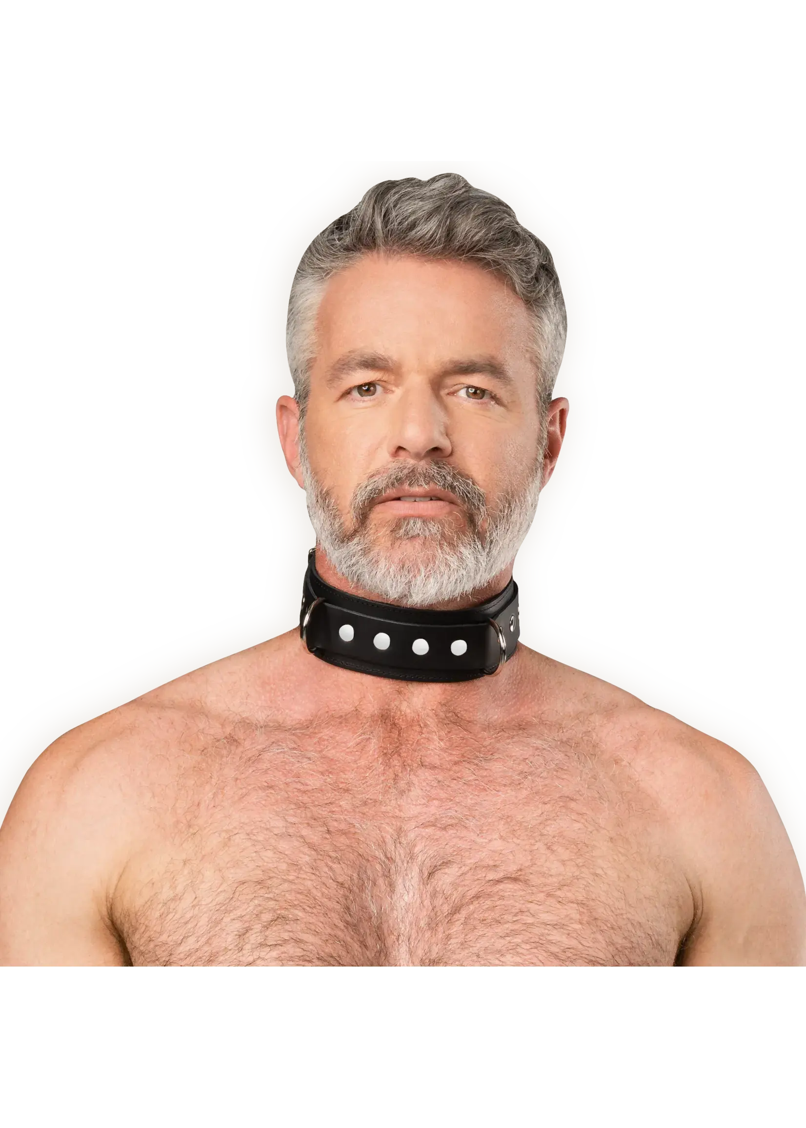 Rimba Lederen halsboei met dubbele d-ring - zwart