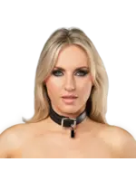 Rimba Lederen halsband met hangslotsluiting - zwart