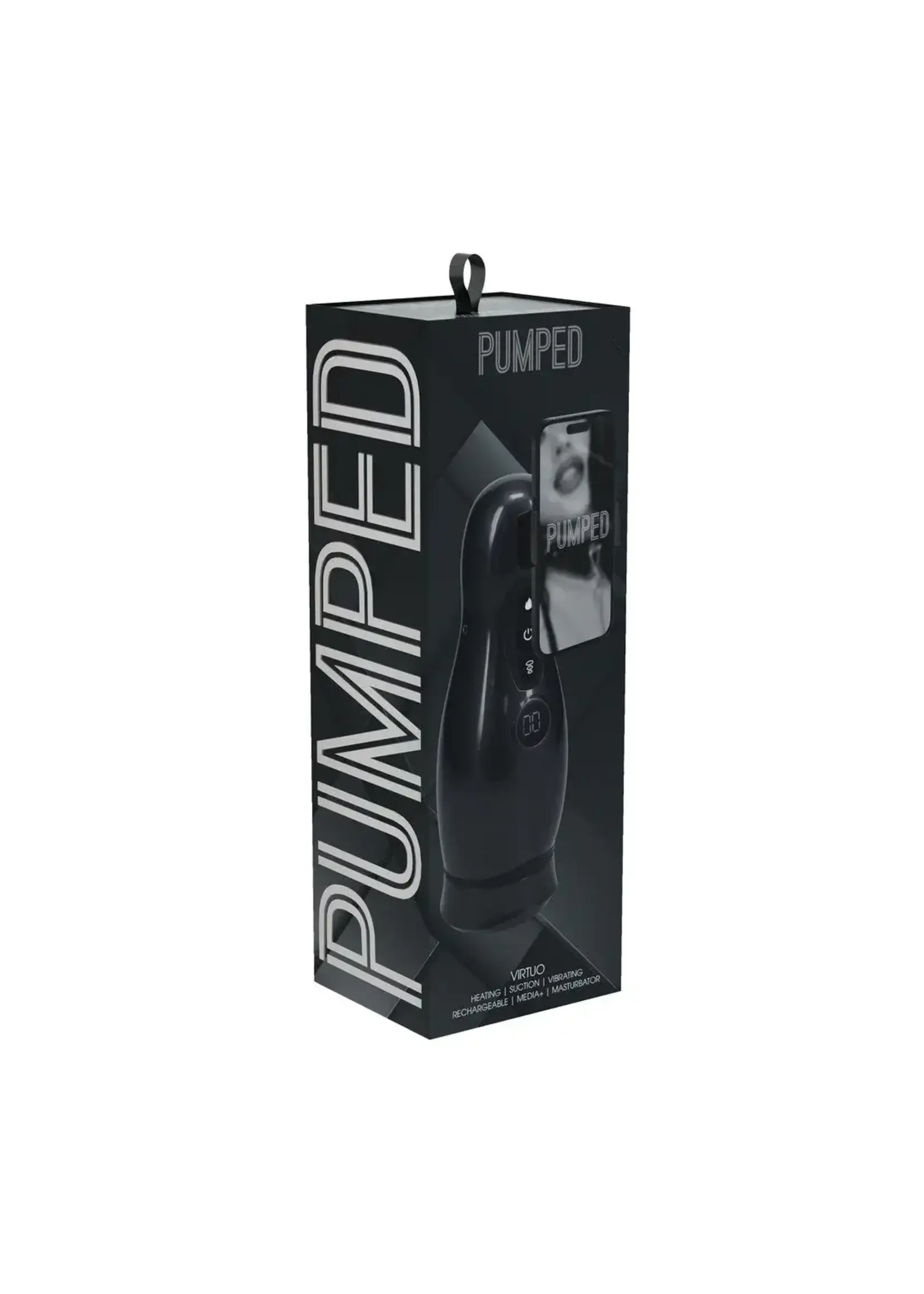 Pumped by Shots Virtuo - suction and vibration masturbator pump with phone attachment - Gun metal