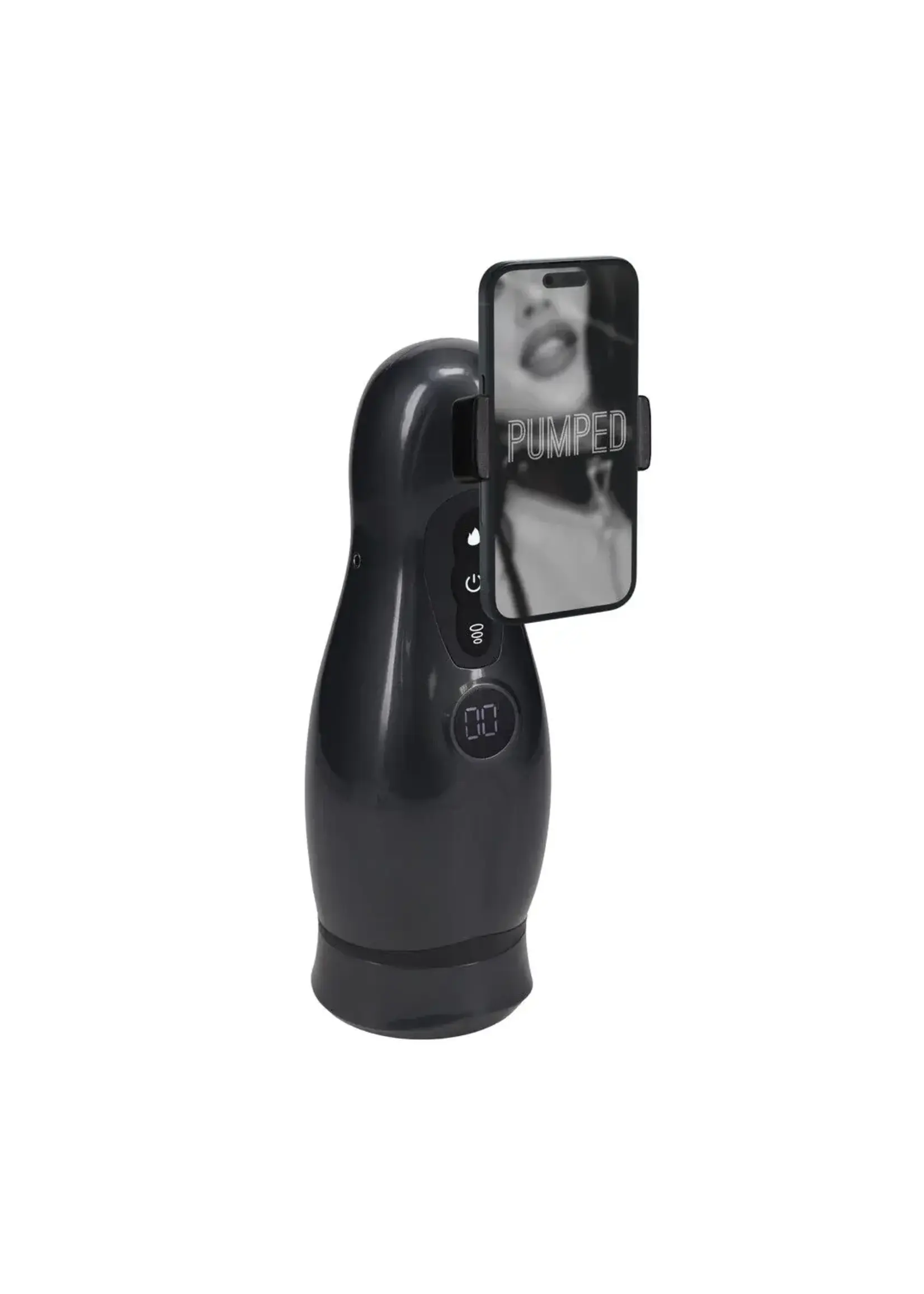 Pumped by Shots Virtuo - suction and vibration masturbator pump with phone attachment - Gun metal