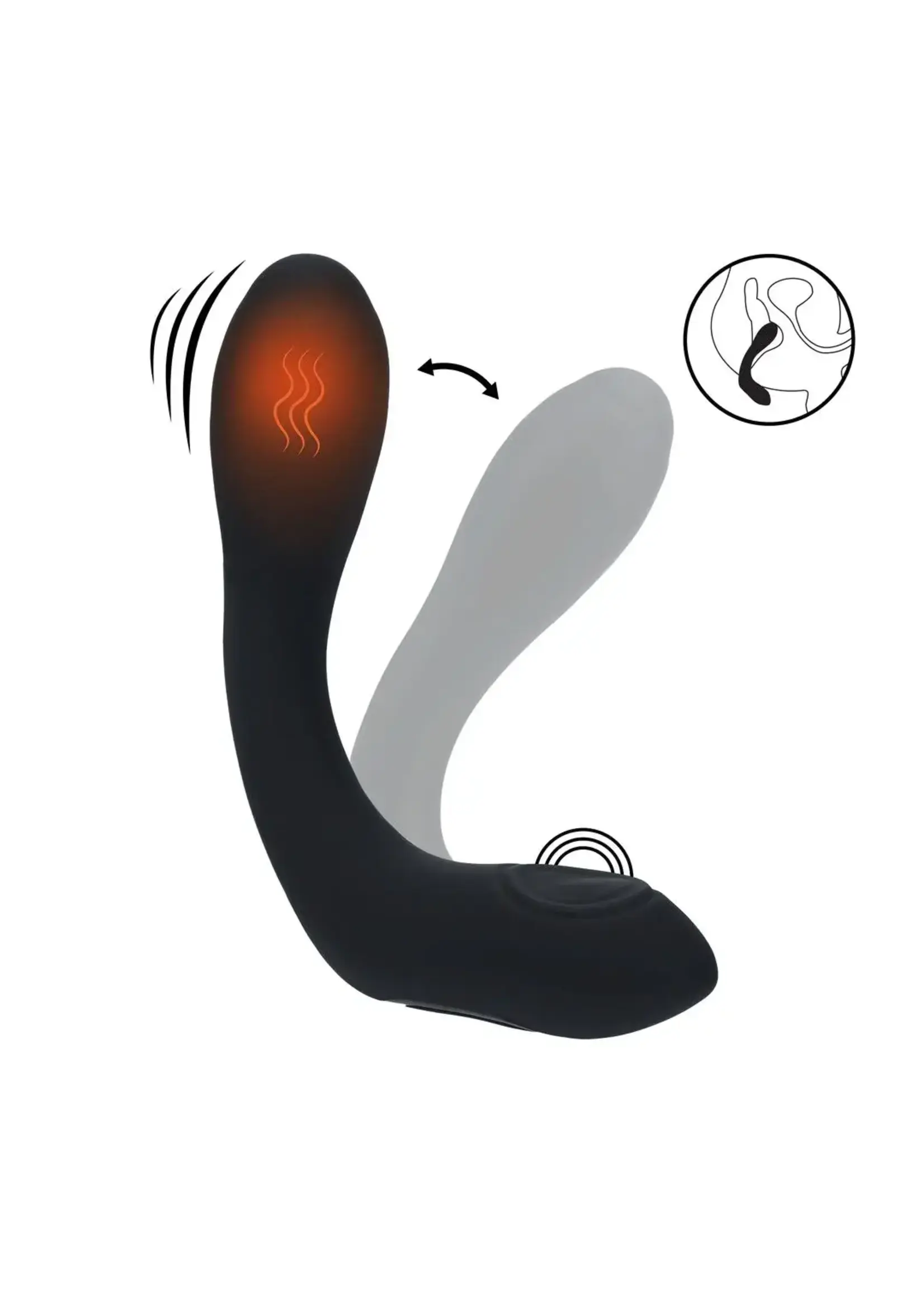 Levelz Vibrating heating bendable tapping silicone prostate stimulator - Black
