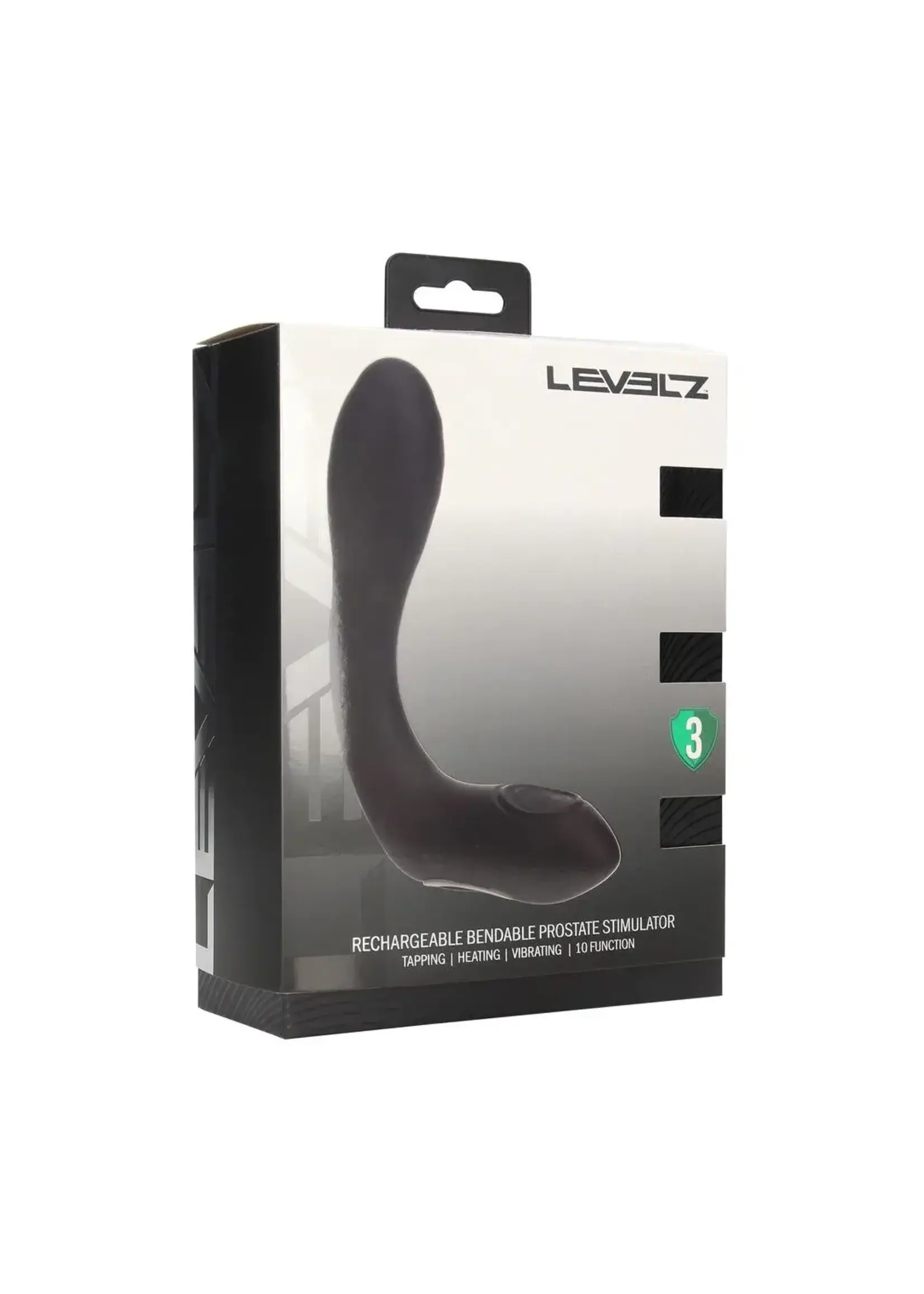 Levelz Vibrating heating bendable tapping silicone prostate stimulator - Black