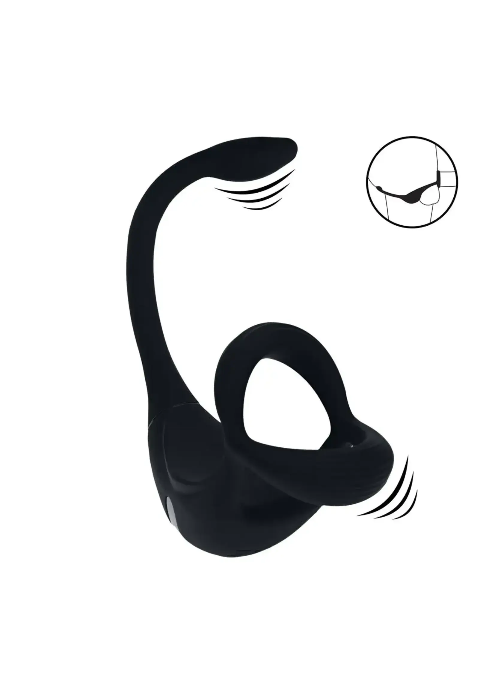 Levelz Remote control vibrating silicone trio cockring with prostate stimulator - Black