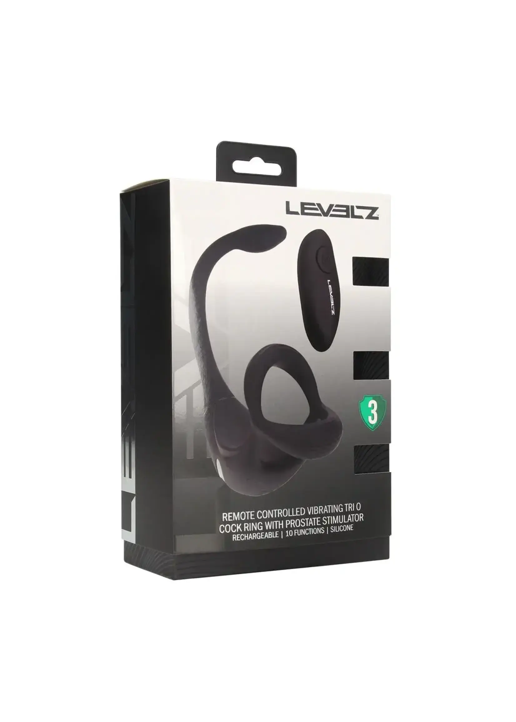 Levelz Remote control vibrating silicone trio cockring with prostate stimulator - Black