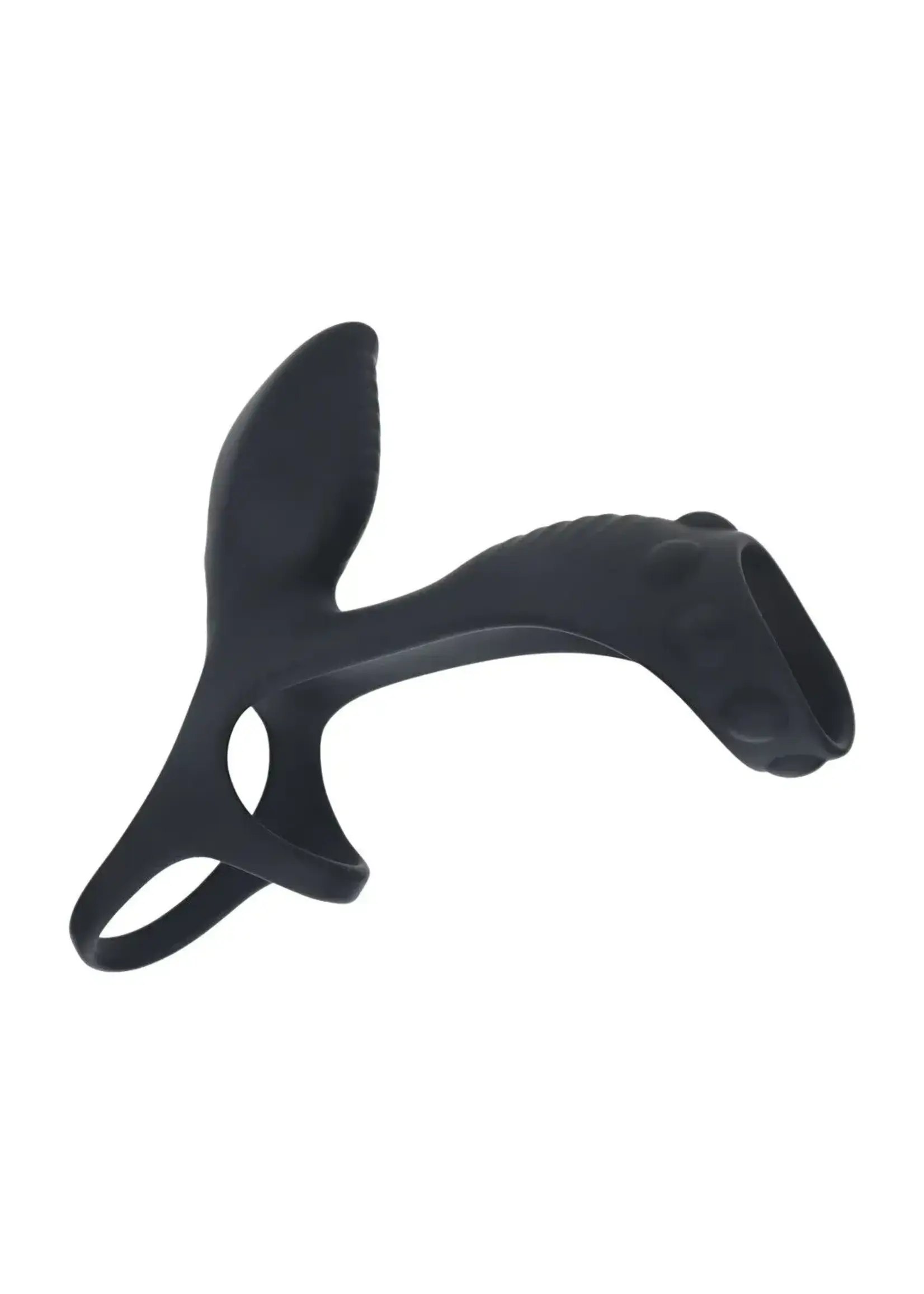 Levelz Vibrating silicone cock and ball ring with shaft loop - Black
