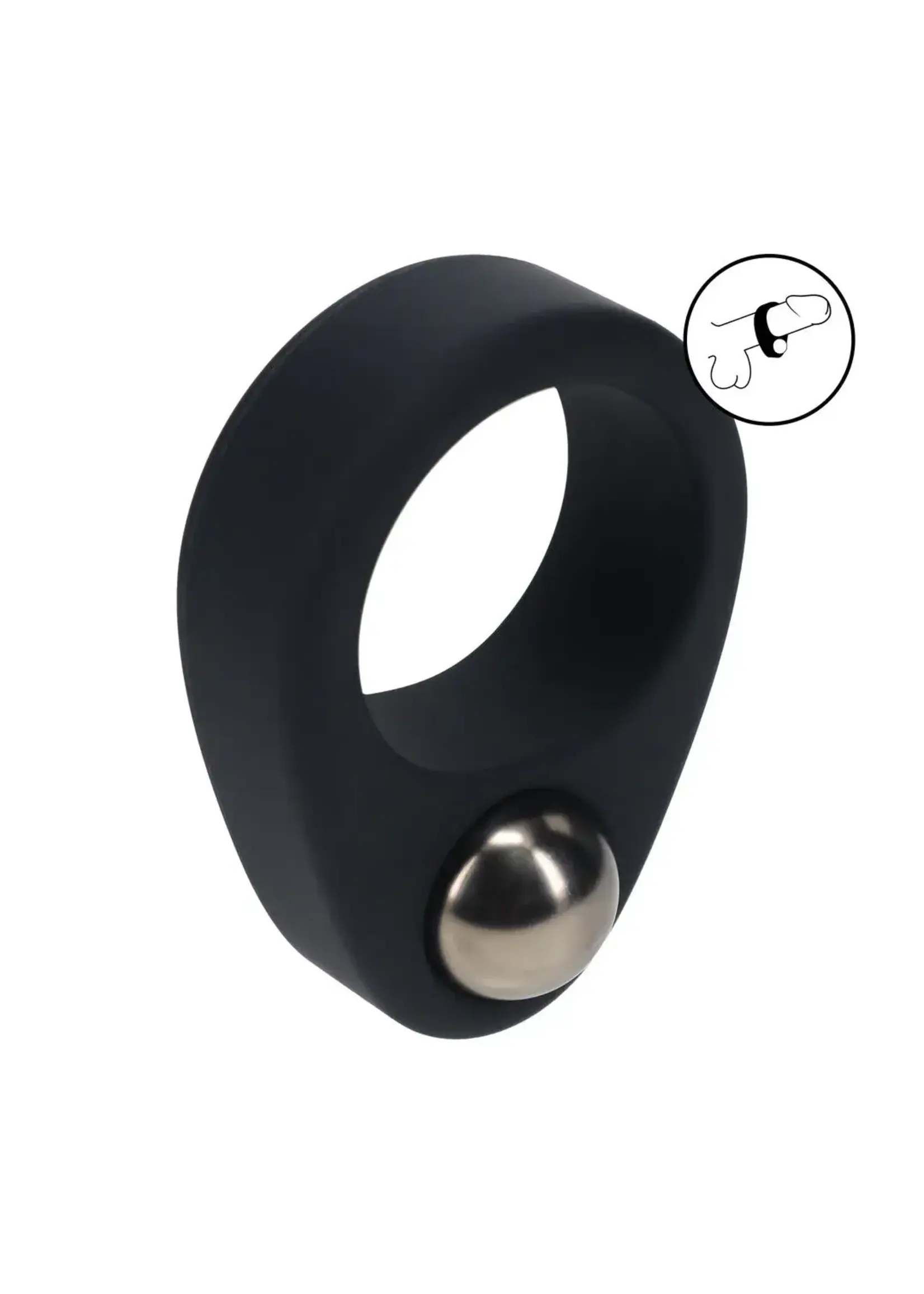 Levelz Liquid silicone single weighted ball cockring - Black