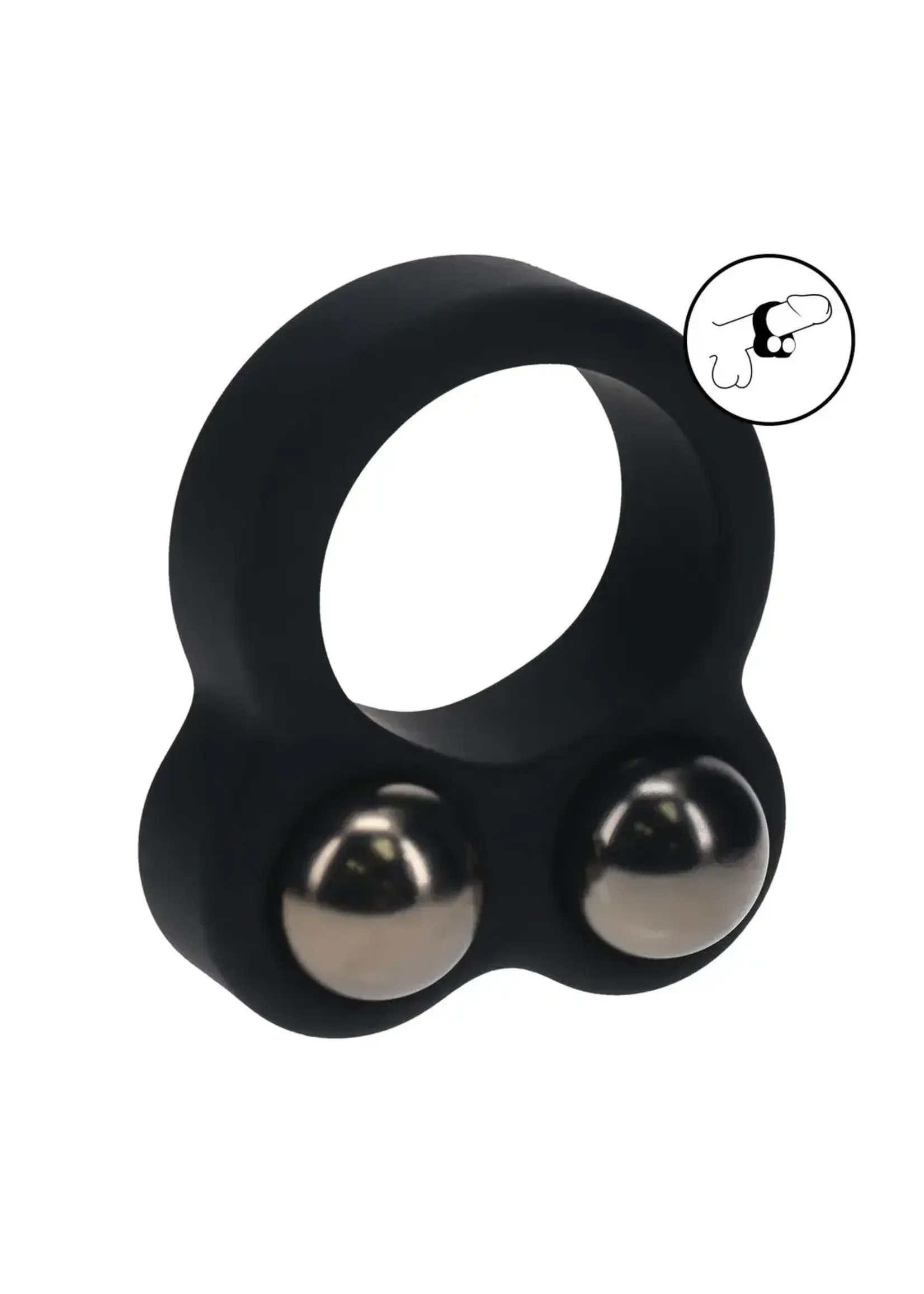 Levelz Liquid silicone double weighted ball cockring - Black