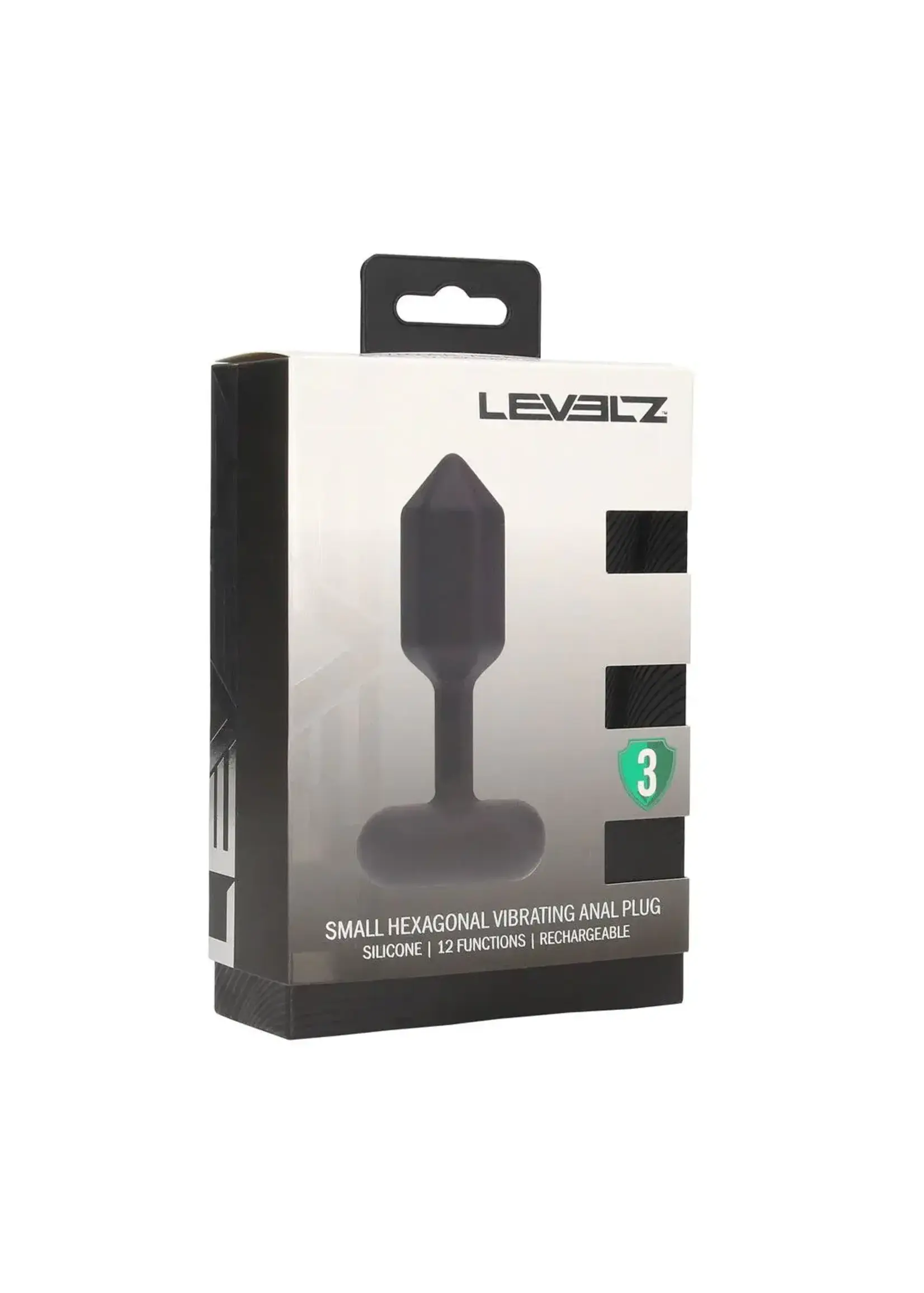 Levelz Hexagonal vibrating silicone anal plug - S - Black