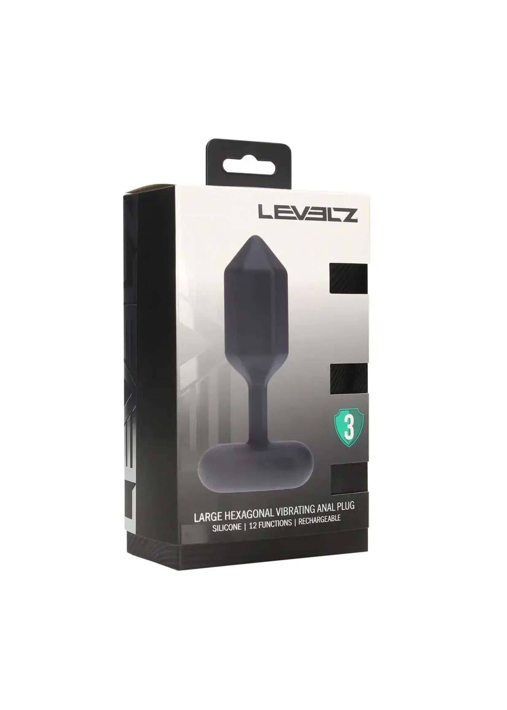 Levelz Hexagonal vibrating silicone anal plug - L - Black