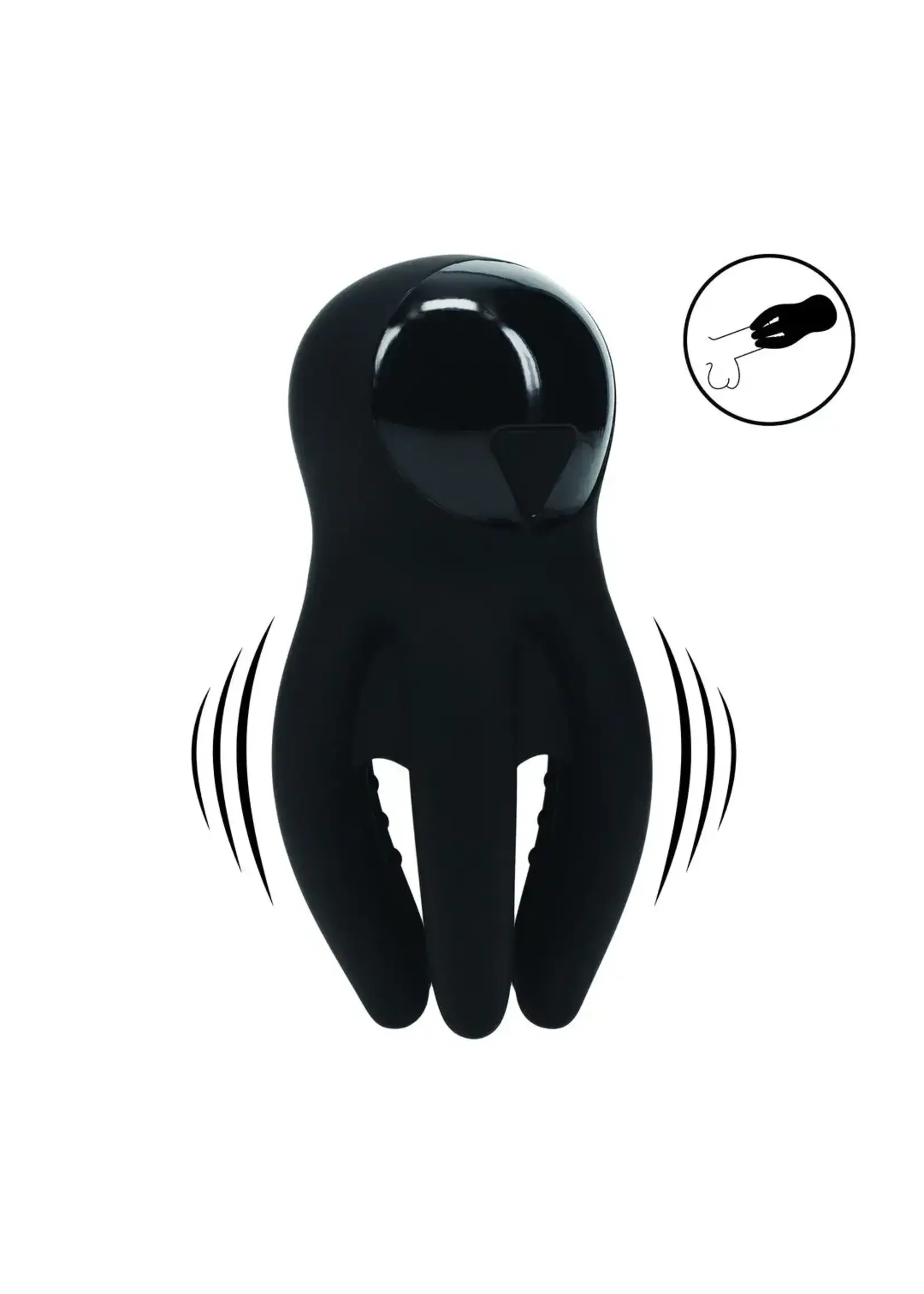 Levelz Digital vibrating silicone penis head stimulator with tentacles - Black