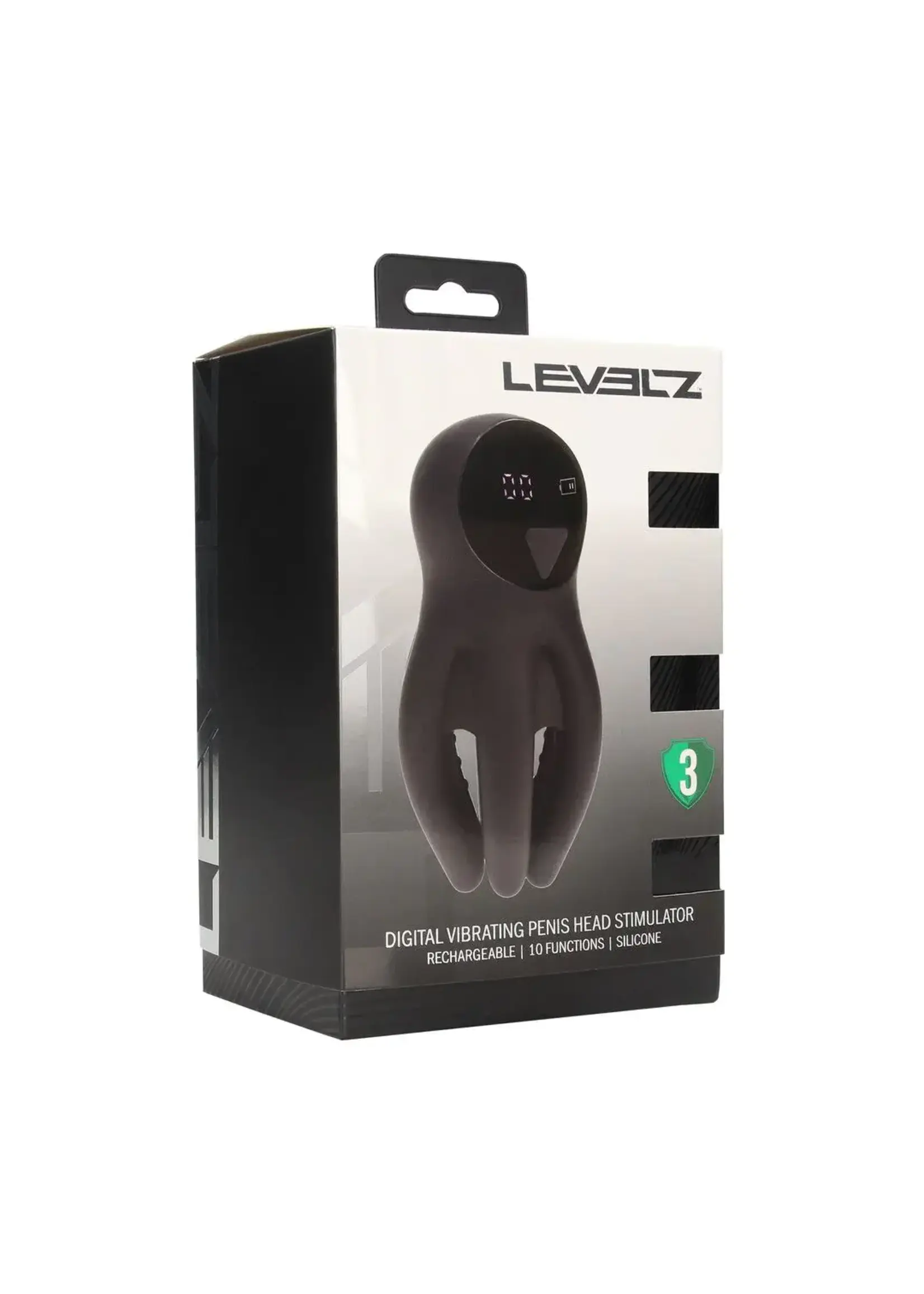 Levelz Digital vibrating silicone penis head stimulator with tentacles - Black