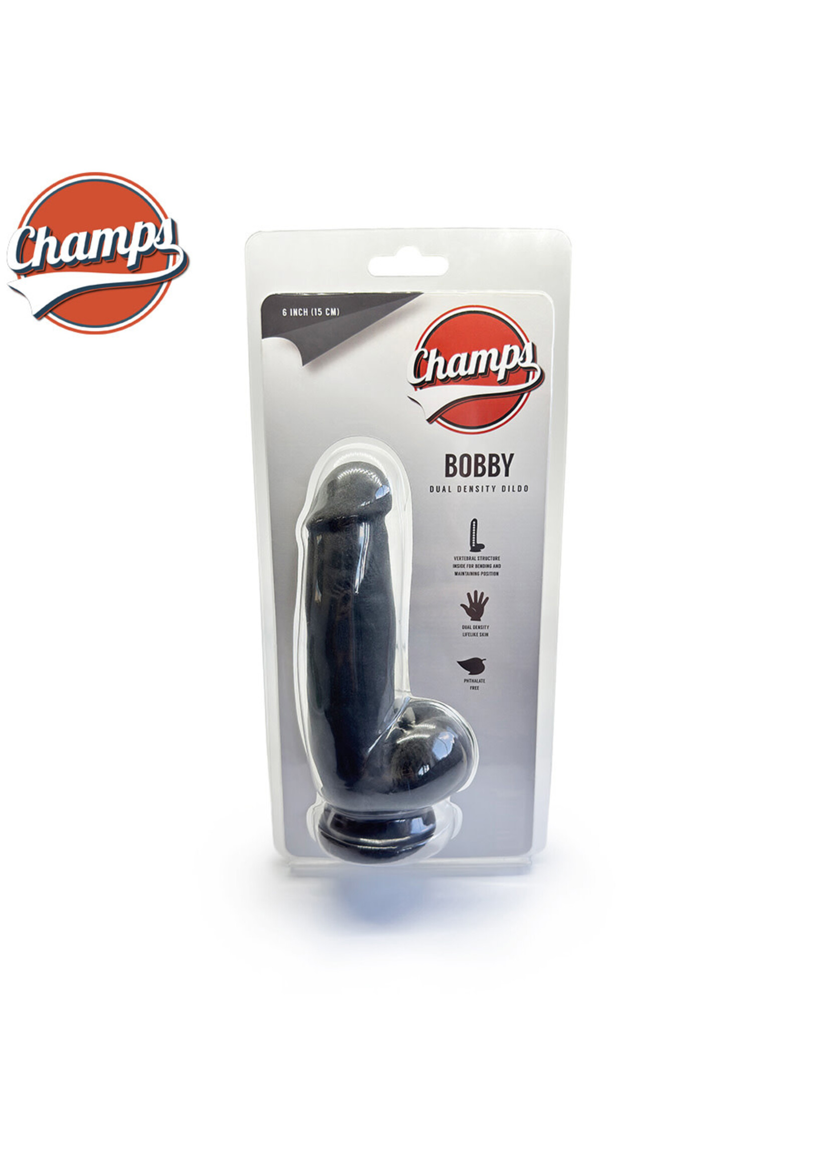 Champs Bobby dual density dildo 6 inch / 15 cm black